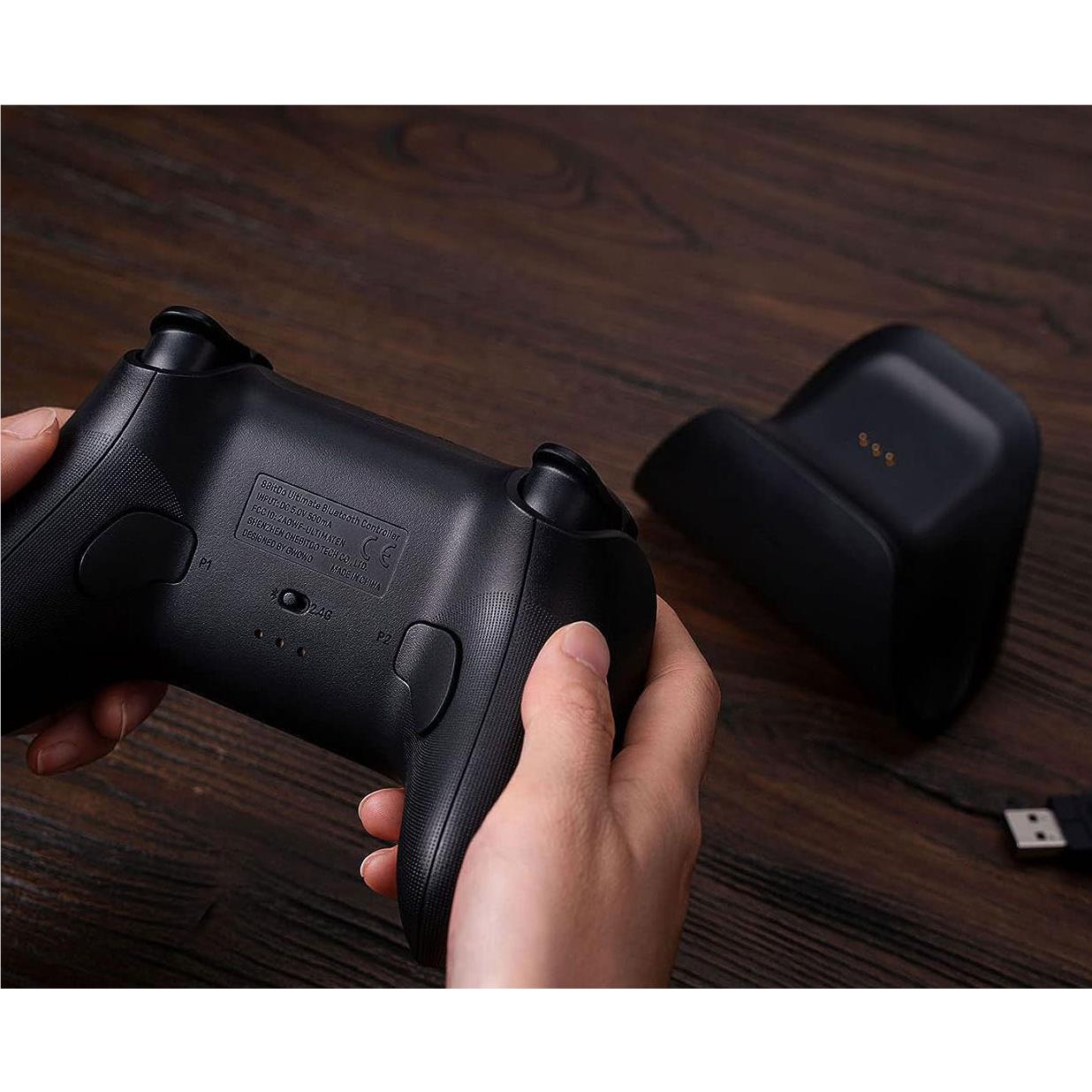 8BitDo Ultimate Wireless Bluetooth Controller with Charging Dock for Nintendo Switch, PC, Steam, Android - Ergonomic Design, Customizable Buttons, 2.4G & Bluetooth Modes (Black) - Perfect for Gaming, Streaming & Esports