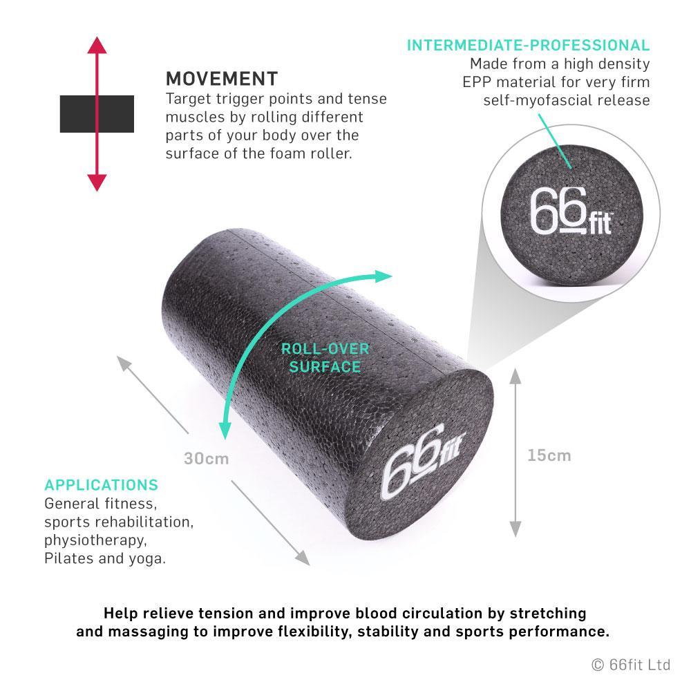 66Fit EPP Foam Roller - 15cm x 30cm High-Density Exercise Roller for Muscle Recovery, Yoga & Fitness Training - Perfect for Home Gym, Physical Therapy & Sports Recovery