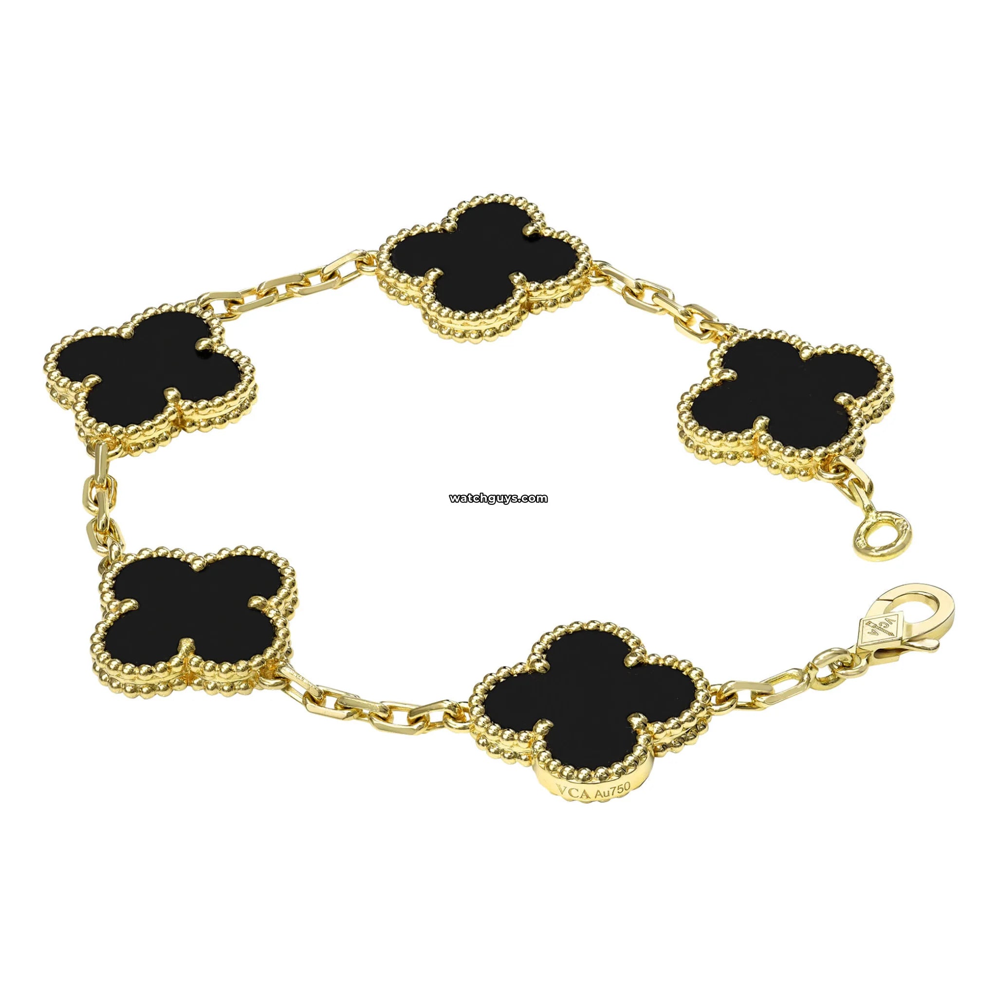 Van Cleef & Arpels Vintage Alhambra 5 Motifs Onyx Bracelet - Luxury Jewelry for Women, Elegant Gift for Anniversary & Special Occasions