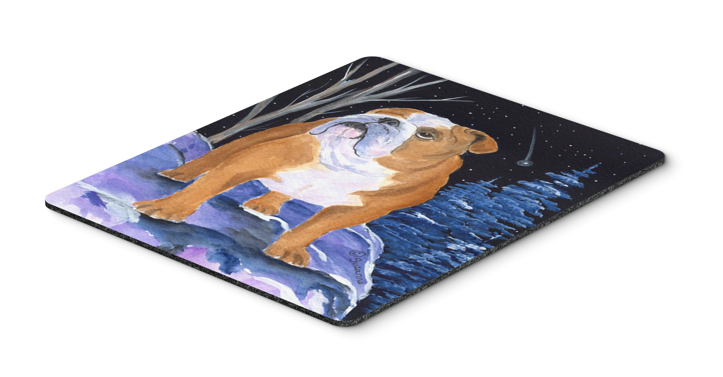 Starry Night English Bulldog Mouse Pad - Non-Slip Large Desk Mat for Home Office, Gaming & Work Computers - Washable Mousepad & Hot Pad Trivet - Perfect for PC, Laptop & Workspace Decor