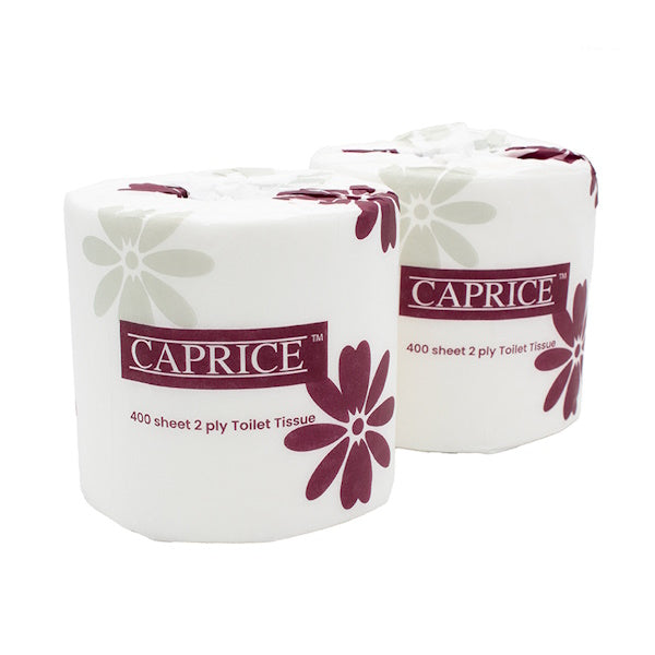 Premium Caprice Toilet Paper Rolls - 400 Sheets per Roll, Individually Wrapped in Poly Bags for Hygiene - Perfect for Home, Office, and Commercial Use
