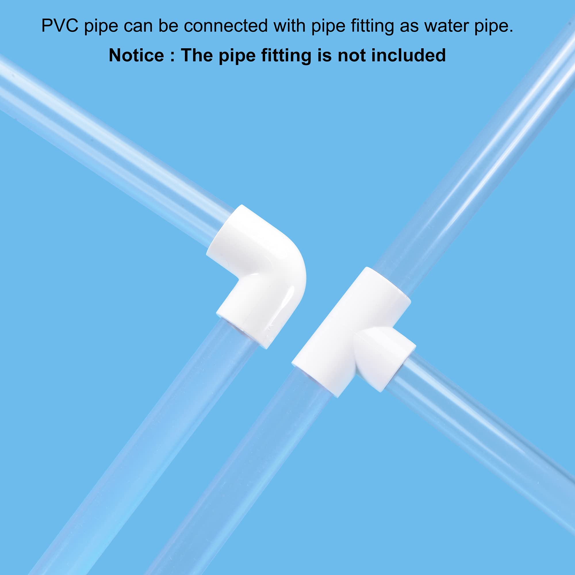 MECCANIXITY Clear PVC Rigid Round Pipe 33.5mm ID 40mm OD 0.3m - High Transparency Water Pipe for Aquarium, Fish Tank, Hydroponics, Plumbing & DIY Projects