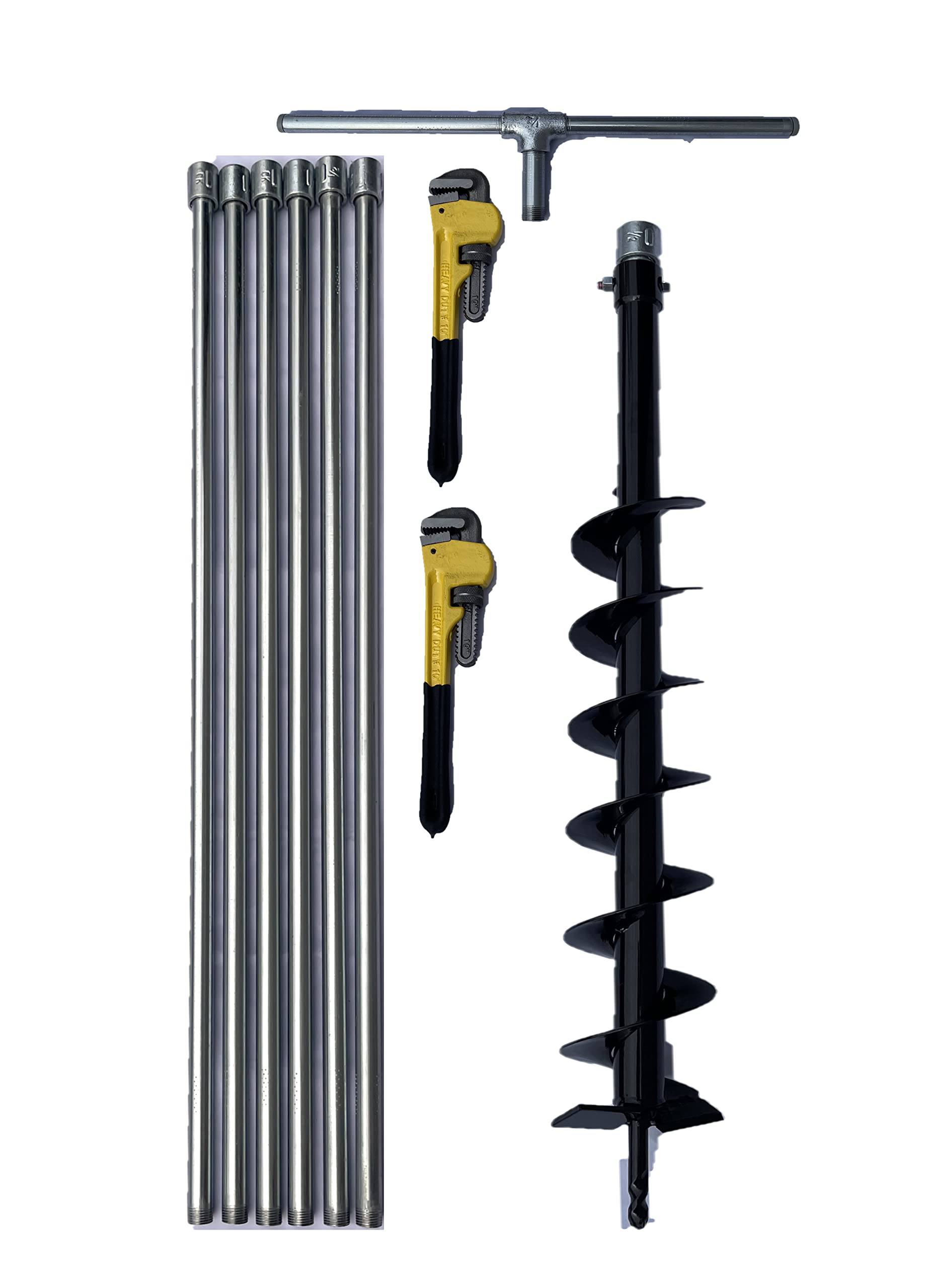 20.5ft Lightweight Steel Auger Drill Kit for Hole Digging - Extendable to 25ft, Includes Instructions - Perfect for Gardening, Fence Posts, and Landscaping Projects