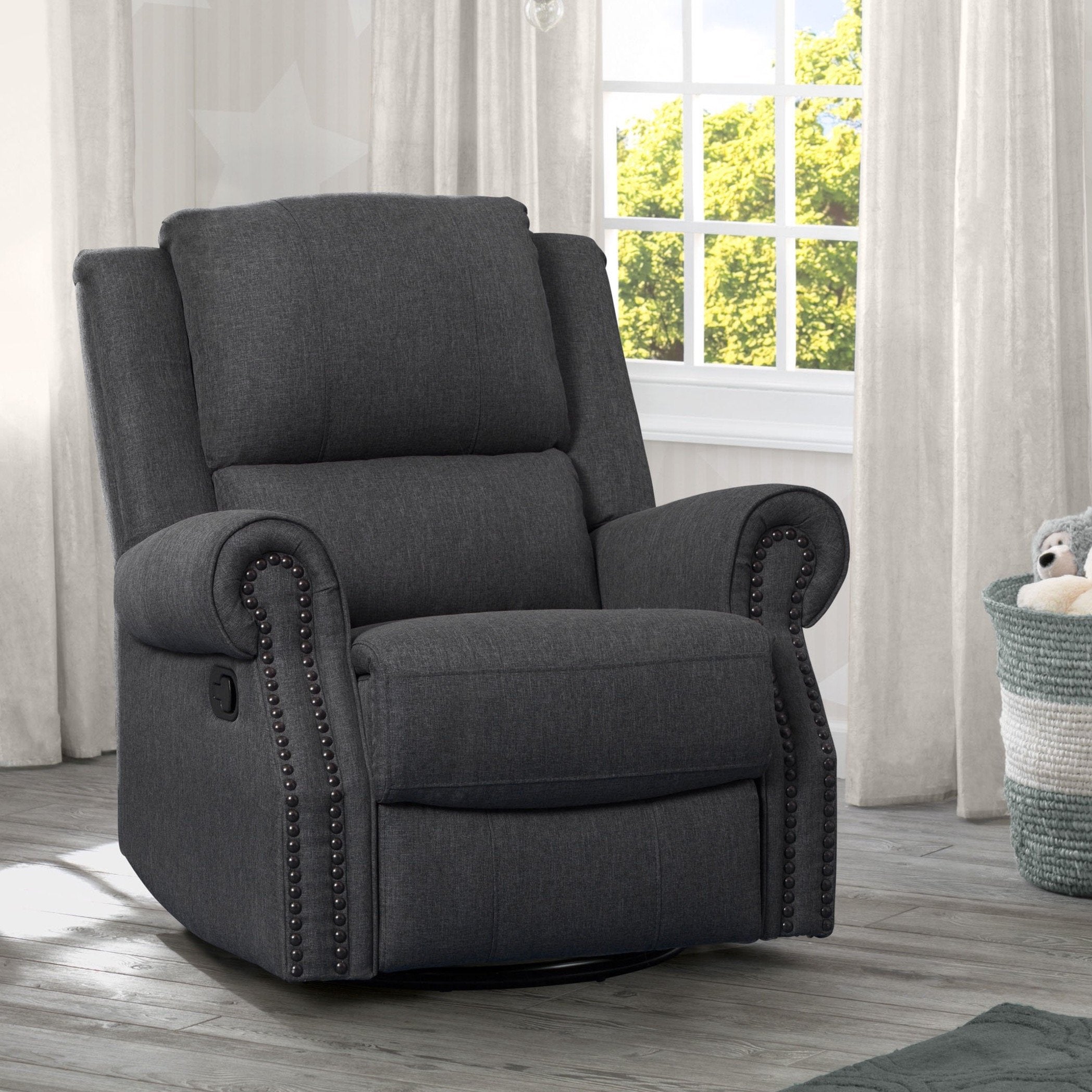 Dexter Nursery Recliner Swivel Glider Chair - Comfortable Rocking Chair for Baby Nursery, Breastfeeding & Relaxing - Perfect for Nurseries, Bedrooms & Living Rooms
