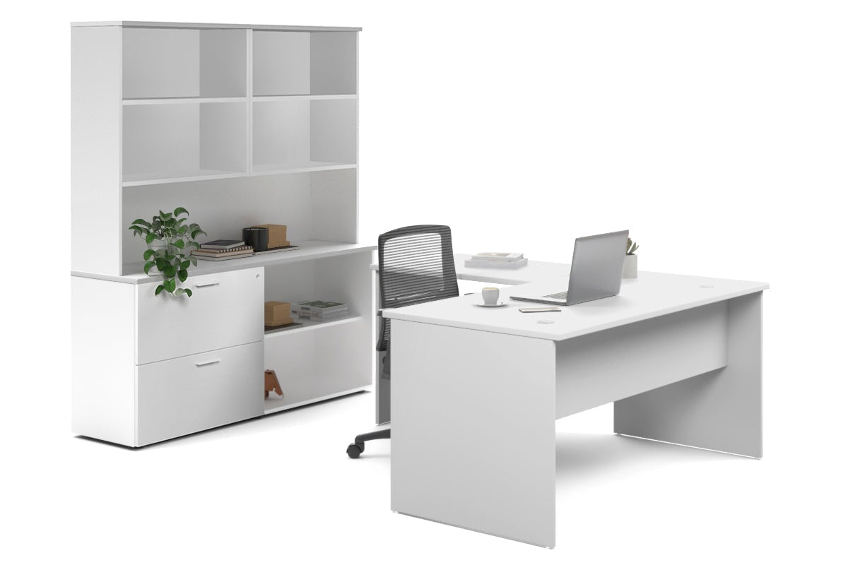 L-Shaped Executive Desk with Uniform Panel & White Carcass - 1600L x 1600W - Perfect for Home Office, Corporate Workspace & Modern Office Decor