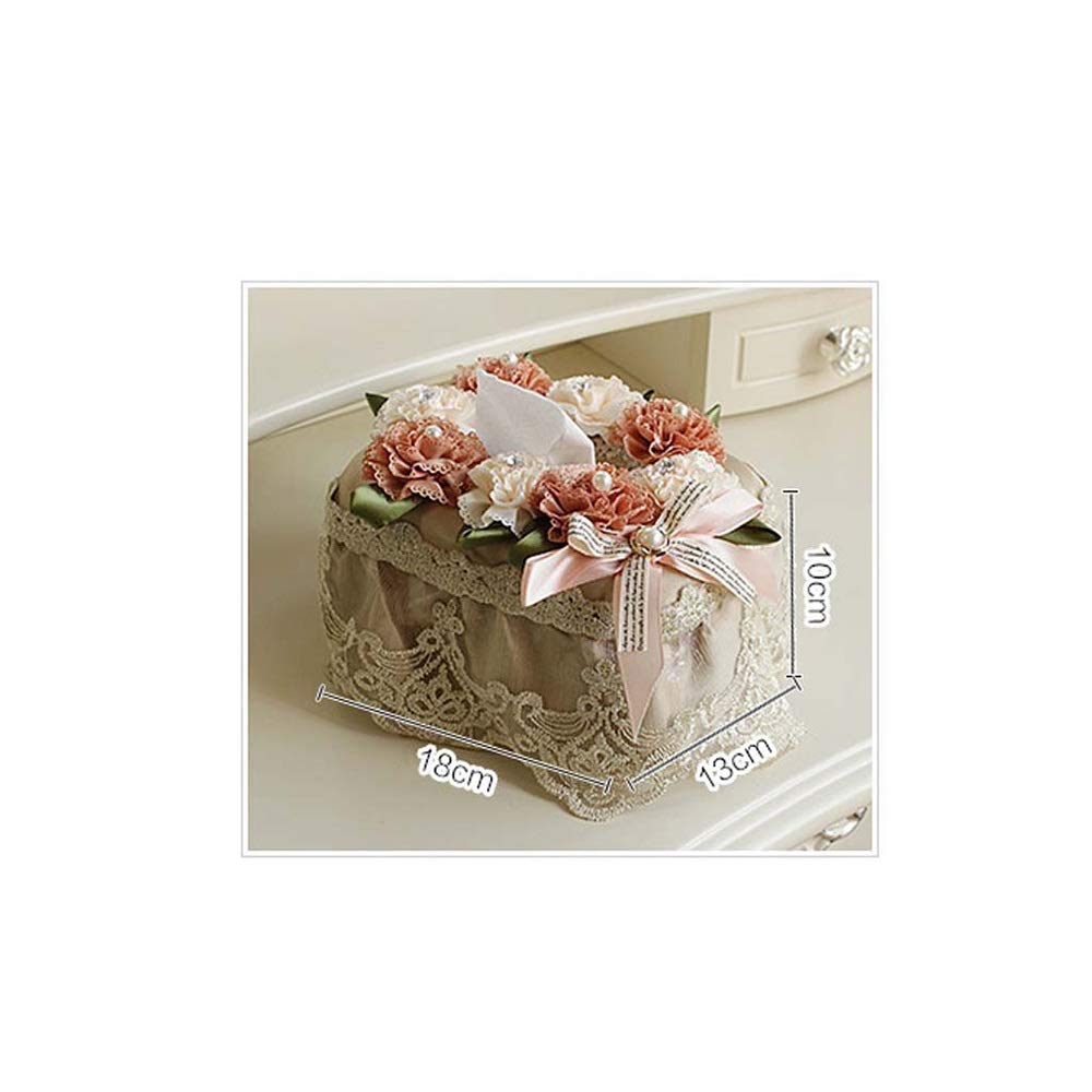 Adorable Flower Square Tissue Box Cover - Fabric & Plastic Tissue Holder for Bathroom, Bedroom, Office | Green Desktop Storage Box & Towel Dispenser | Perfect for Home Decor, Guest Rooms & Workspaces