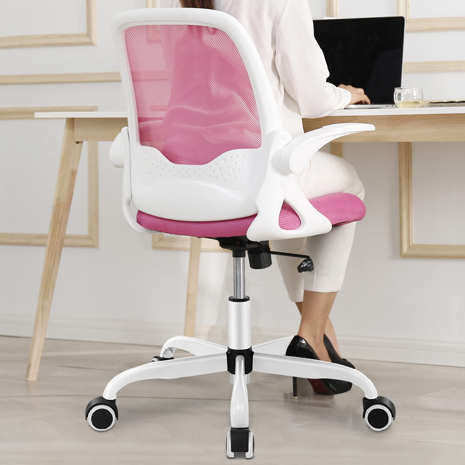 KERDOM Ergonomic Office Chair - Breathable Mesh Computer Desk Chair with Adjustable Height & Flip-Up Armrests - Comfortable Swivel Task Chair for Home Office, Gaming & Workspace