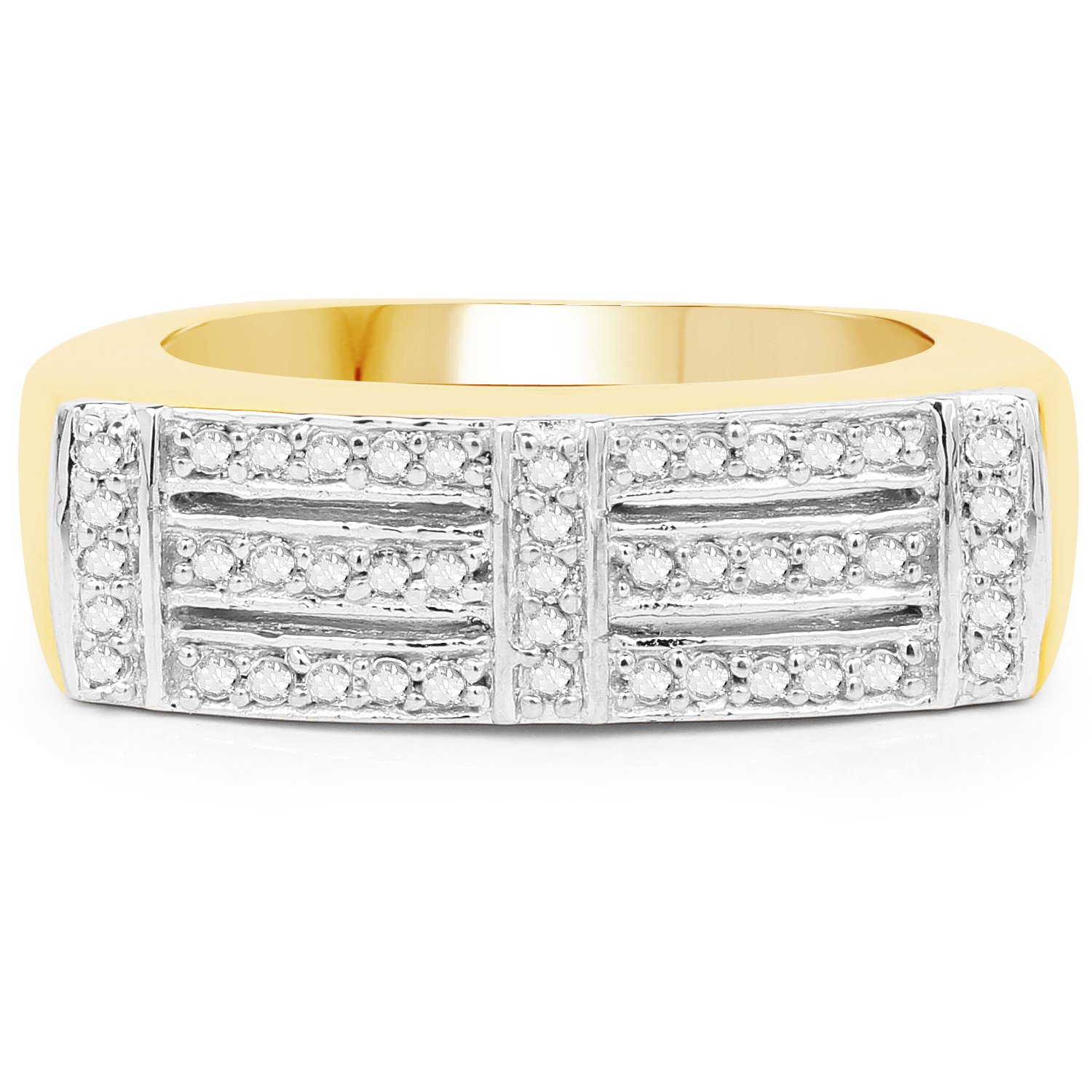 14K Yellow Gold Plated 0.25 Carat Genuine White Diamond .925 Sterling Silver Ring for Women - Elegant Wedding, Engagement & Anniversary Jewelry Gift
