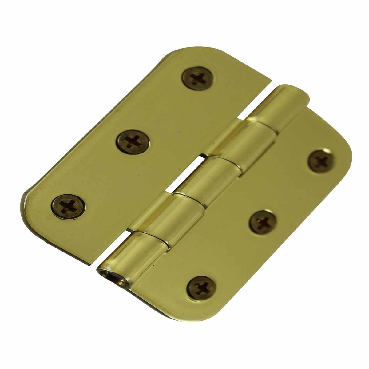 Bright Brass Cabinet Door Hinge 2 Inch - Small Kitchen Cabinet Hinges with Removable Stainless Steel Pins - Perfect for Cabinet Renovation, DIY Projects, and Home Improvement (Set of 2)