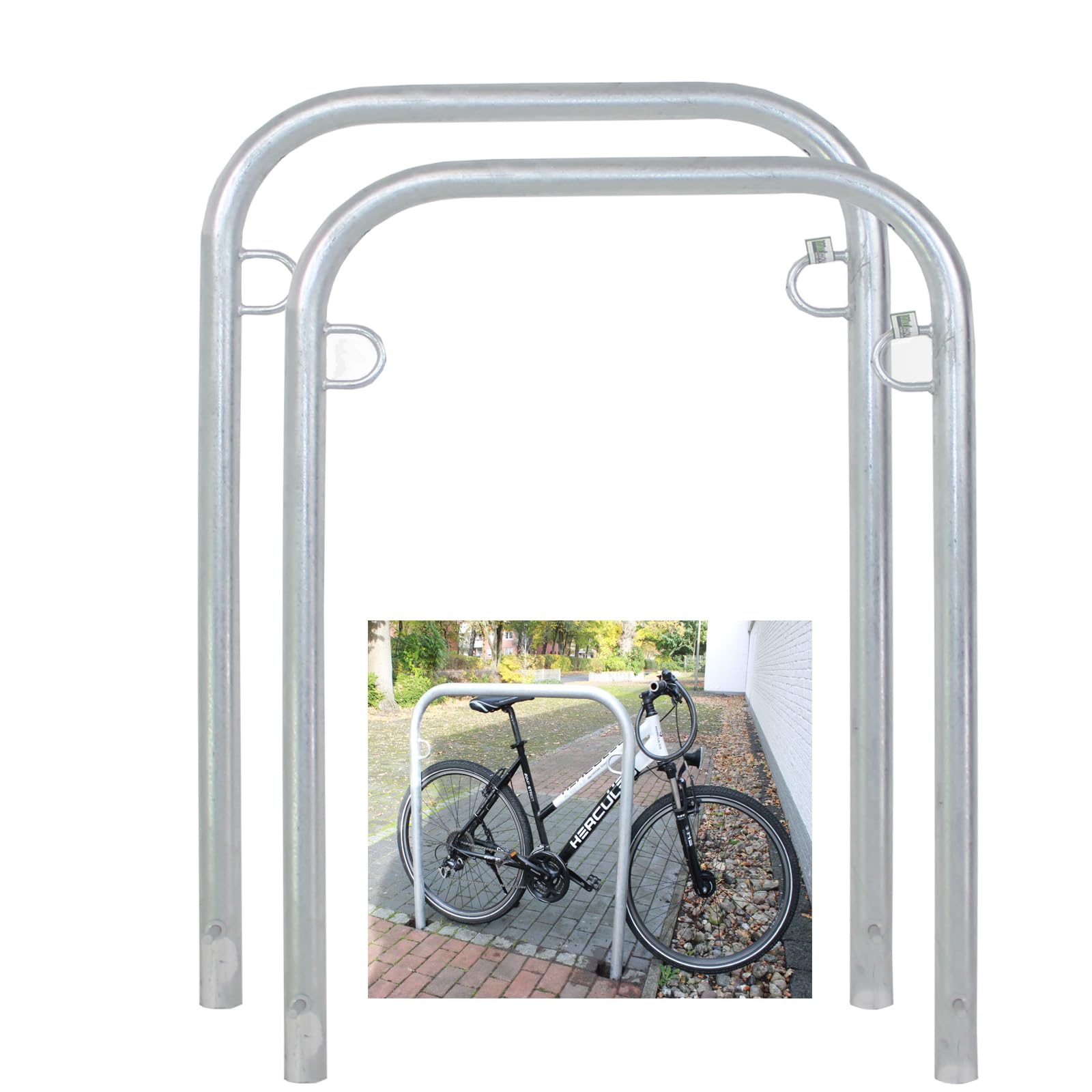 2x Heavy Duty Bike Rack Stand for 2 Bikes - Galvanized Steel Bicycle Parking Stand with Ground Mount - Perfect for Home, Garage, or Public Spaces