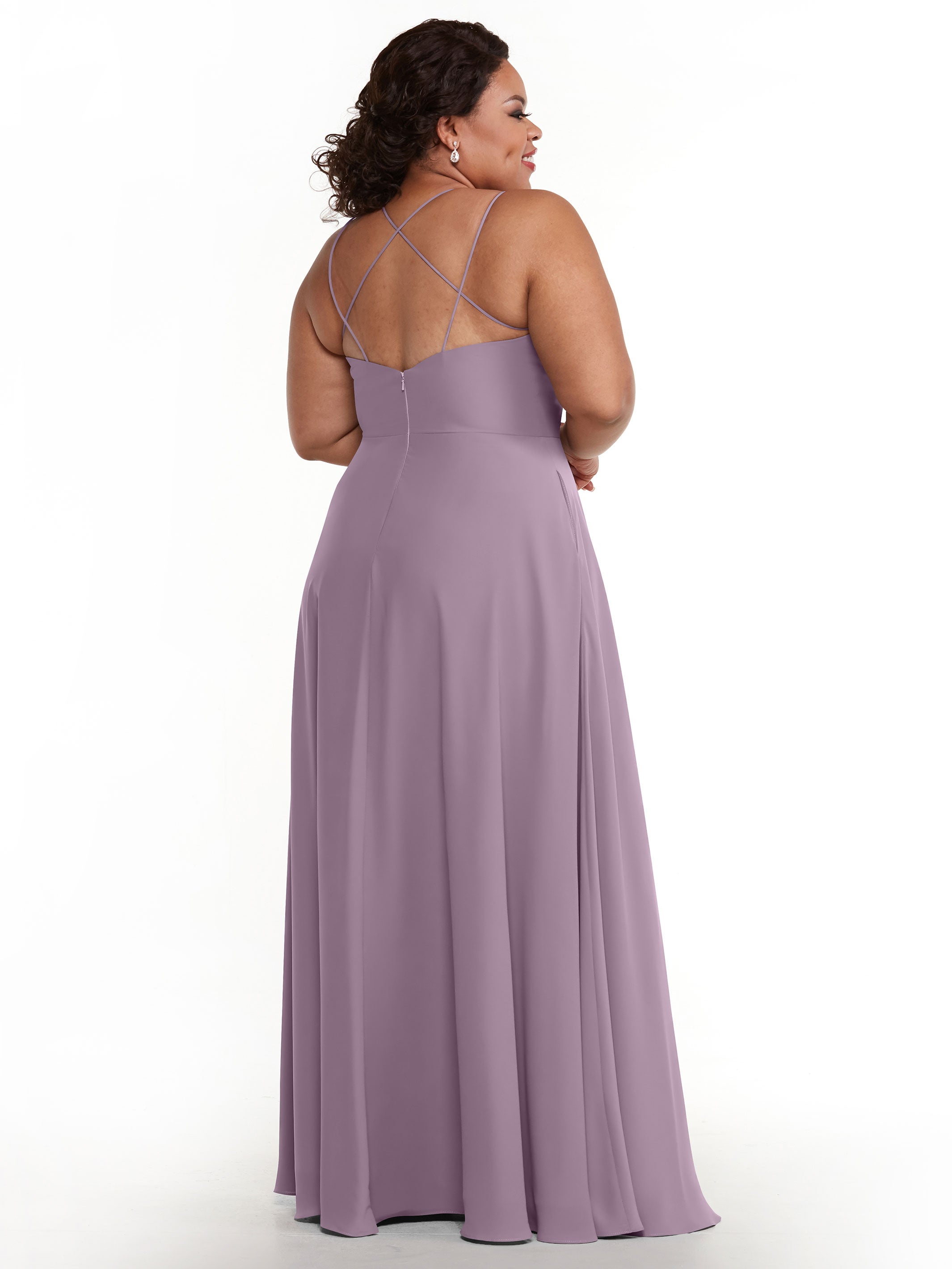 Elegant 83024 Stretch Chiffon A-Line Bridesmaid Dress with Pockets - Perfect for Weddings, Parties & Formal Events - Comfortable & Stylish Plus Size Option Available