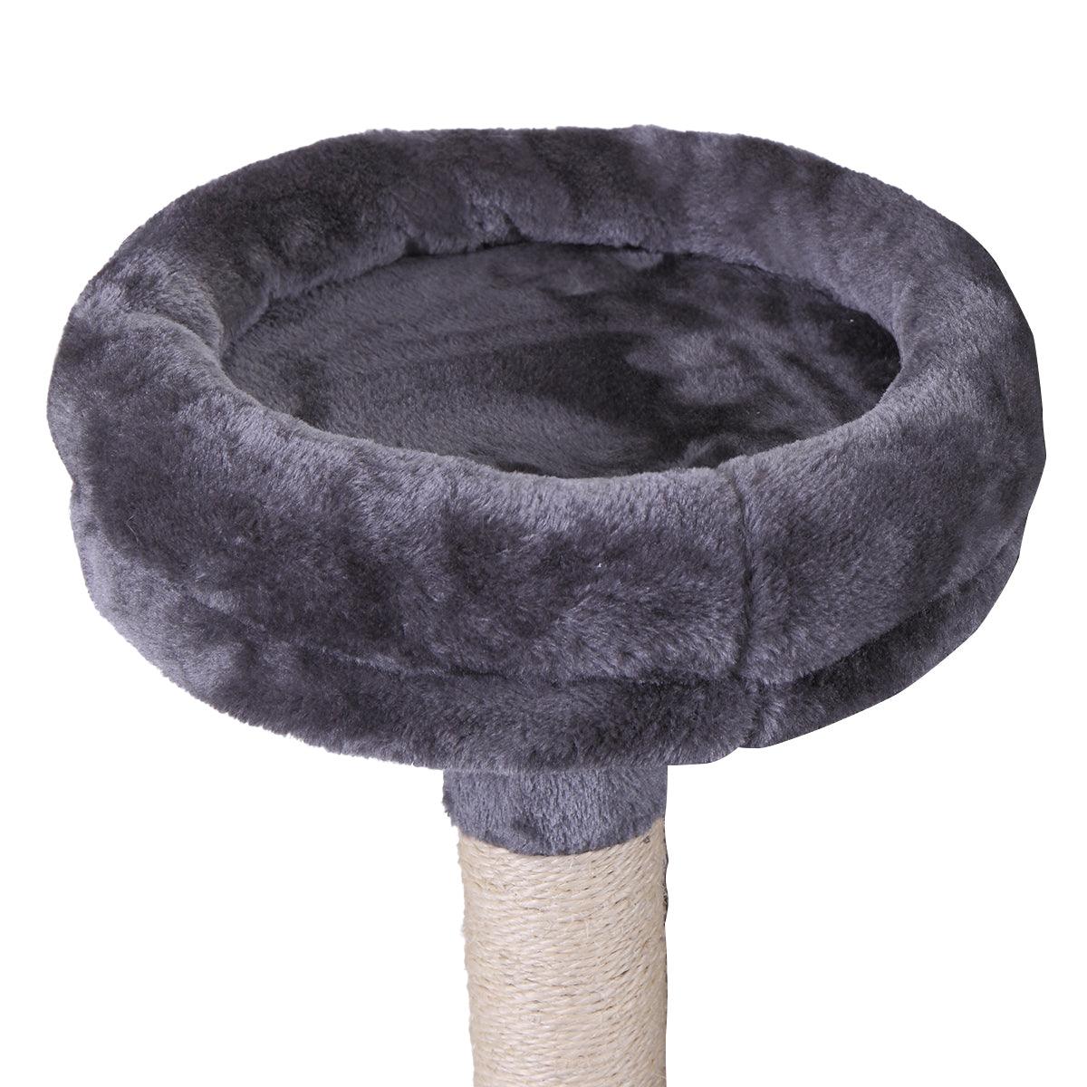 Premium Cat Tree Tower with Scratching Ball, Plush Cushion, Ladder & Condos - Multi-Level Indoor Cat Furniture for Play, Rest & Climbing (Gray) - Perfect for Small Spaces & Active Cats