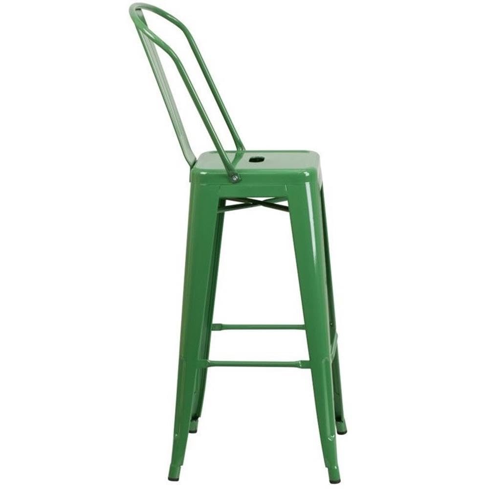 Green Metal Steel Bar Stools Set of 2 - 30