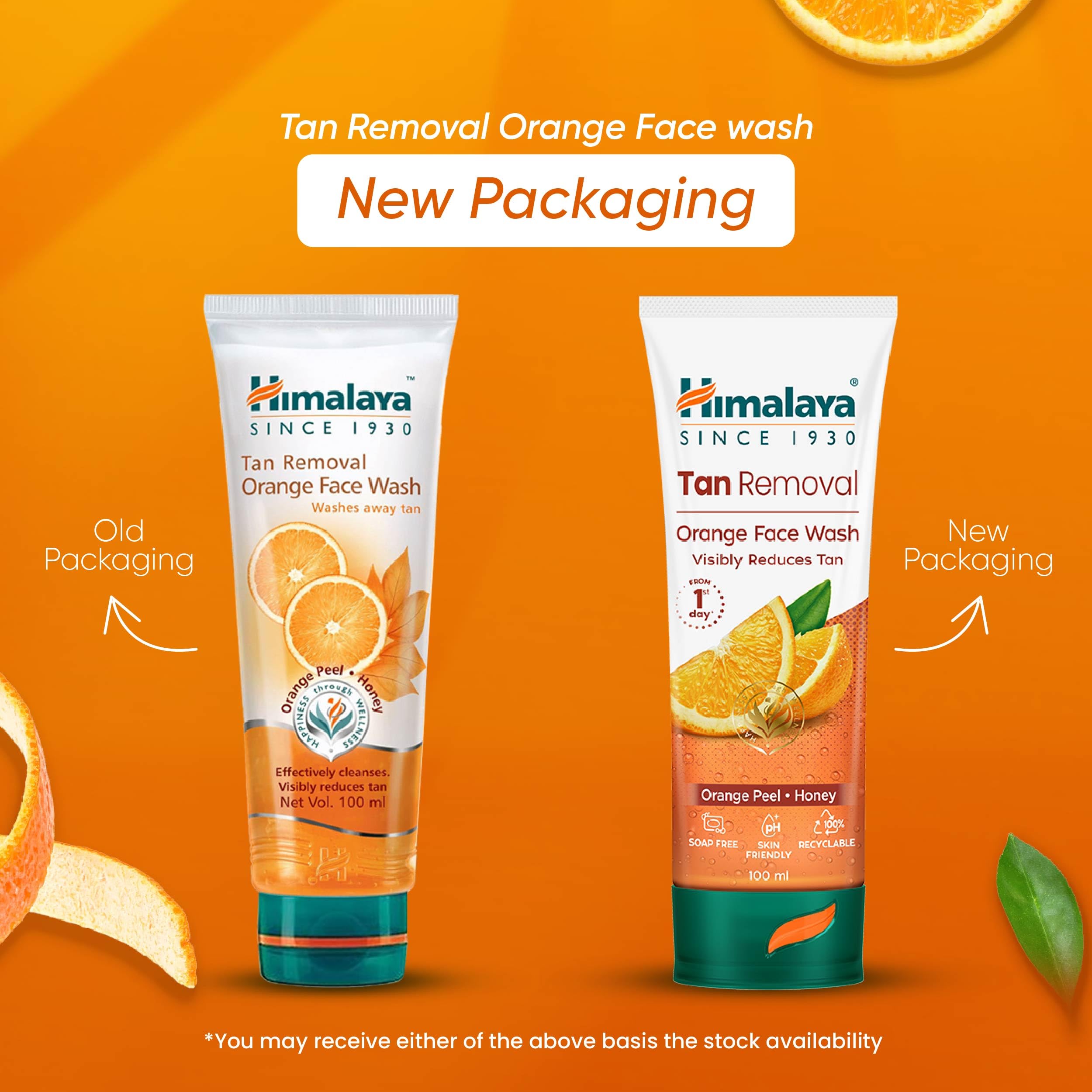 Himalaya Tan Removal Orange Face Wash for Brightening & Glowing Skin - 100ml | Gentle Exfoliating Cleanser for Daily Use, Travel-Friendly Size