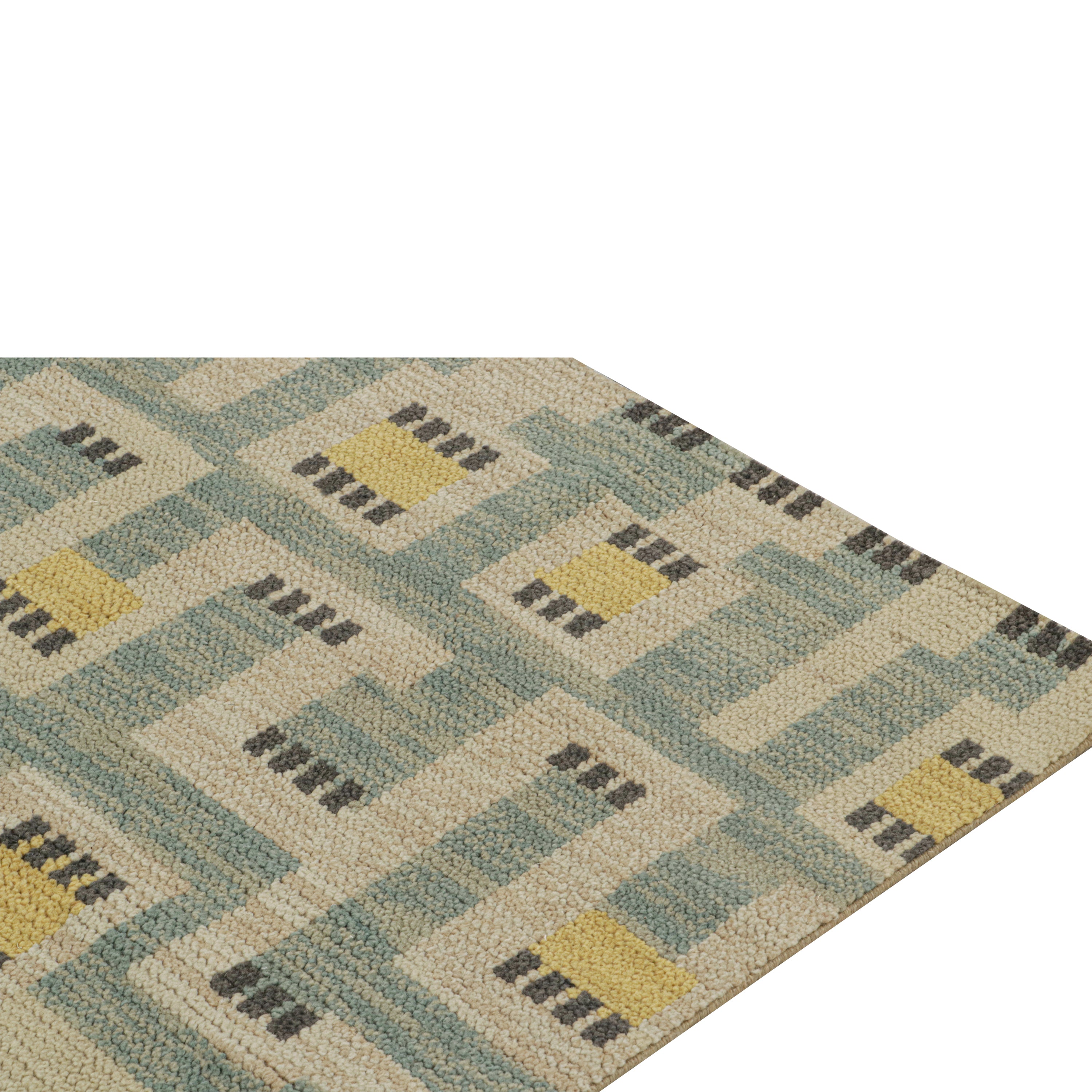 Blue Transitional Swedish Inspired Wool Runner Rug 4'1 x 9'5 - Perfect for Living Room, Bedroom & Office Decor