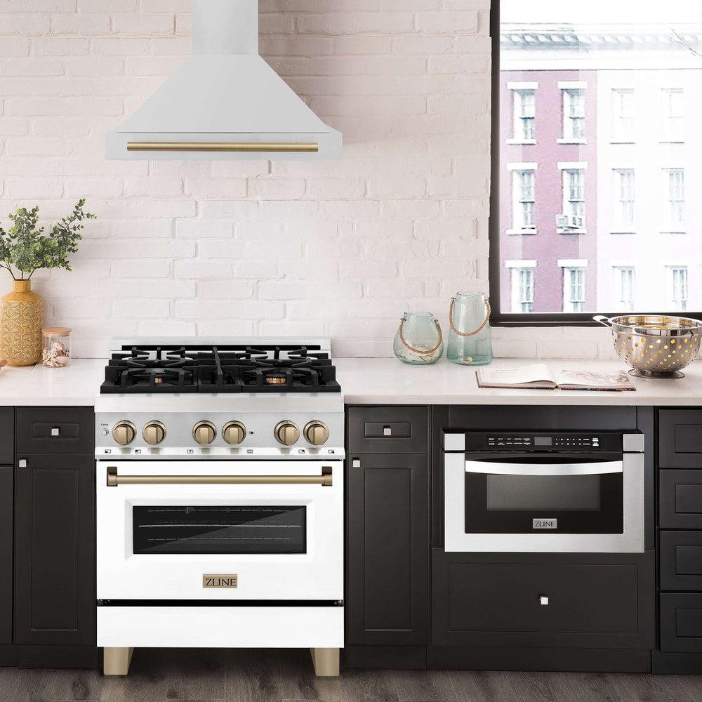 ZLINE KB4STZ 30 Autograph Edition 30-inch Convertible Stainless Steel Range Hood with Premium Shell & Accents - Powerful Kitchen Ventilation for Gas Stoves & Cooking Areas