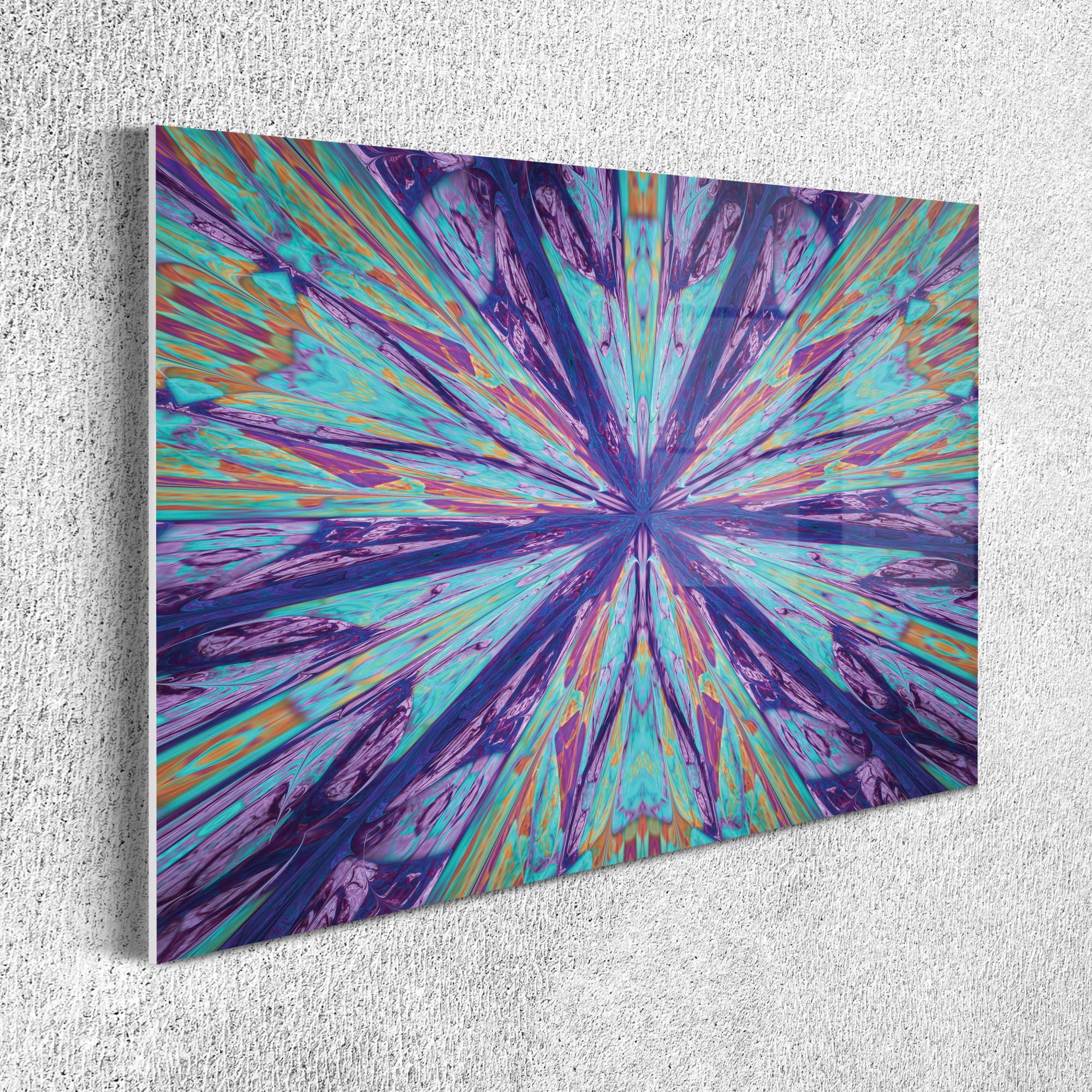 Ambesonne Psychedelic Acrylic Glass Wall Art - Colorful Abstract Star Design in Violet Blue & Multicolor - 26.3x19.6 Inch Modern Home Decor for Living Room, Bedroom, Dorm - Perfect for Bohemian & Hippie Style Interiors