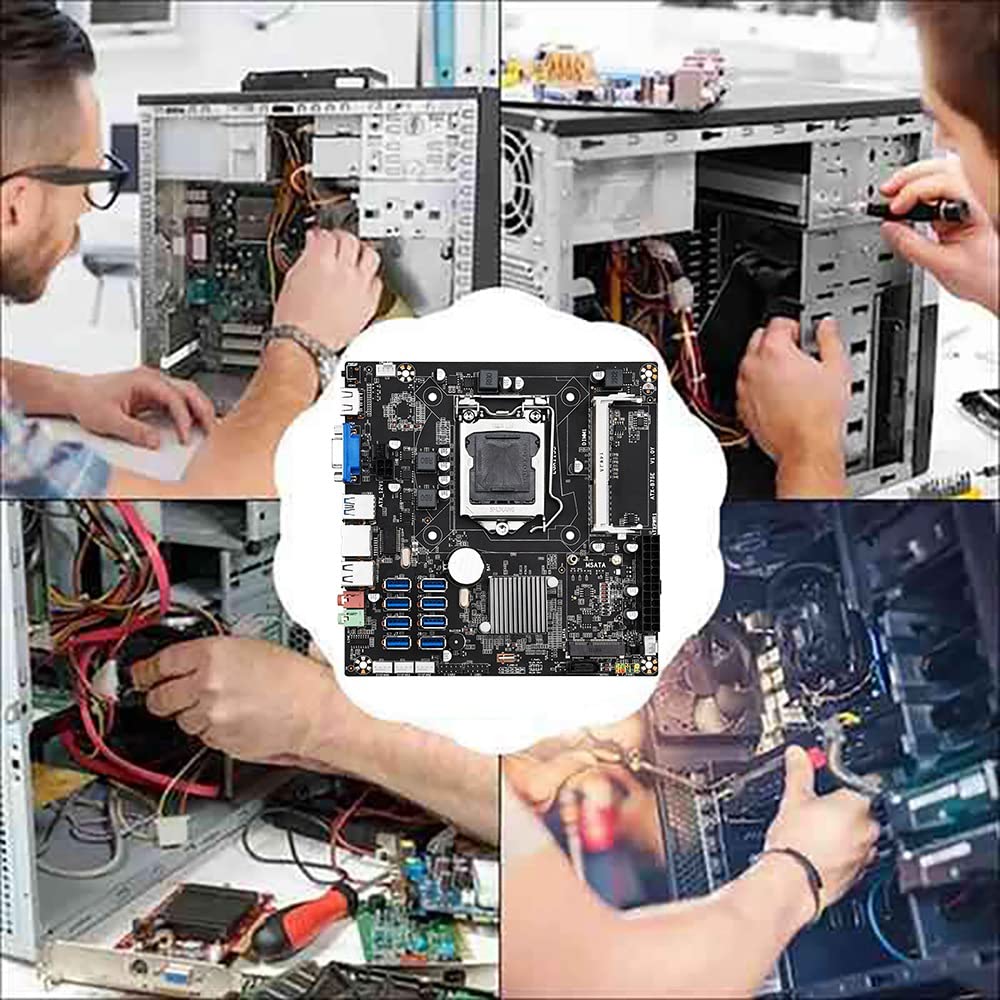 Lodokdre B75E 8 Card BTC Mining Motherboard with Intel B75 Chipset, LGA1155 Socket, DDR3 RAM, 8 USB 3.0 Ports - Includes CPU, CPU Fan, Thermal Grease & SATA Cable - Perfect for Bitcoin Mining Rigs & Crypto Mining Setup