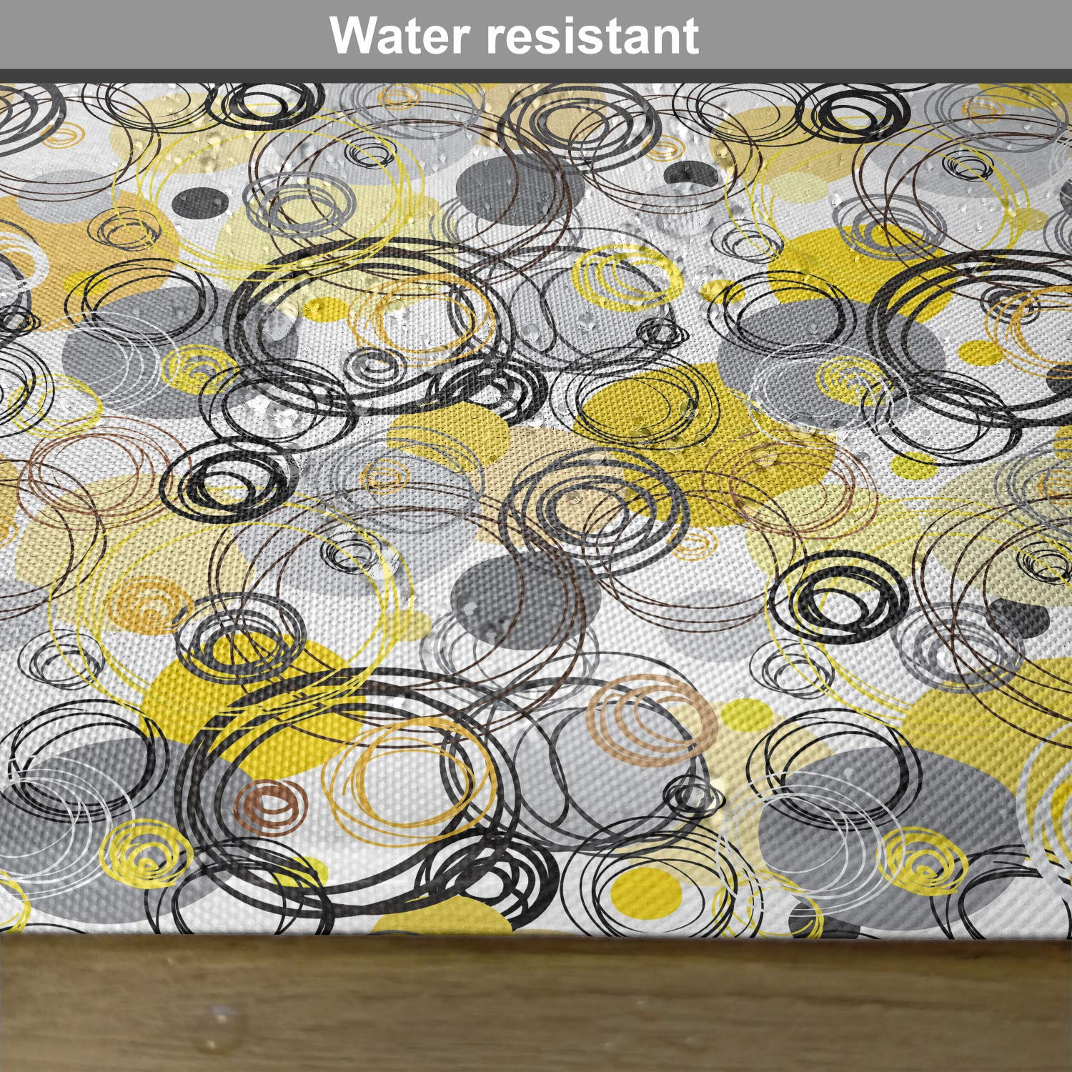Ambesonne Grey and Yellow Place Mats Set of 4 - Hand Drawn Geometric Retro Circles Design - Washable Fabric Dining Table Mats for Kitchen & Home Decor - Perfect for Dinner Parties, Holiday Meals & Everyday Use (Brown, Beige, Black, White)