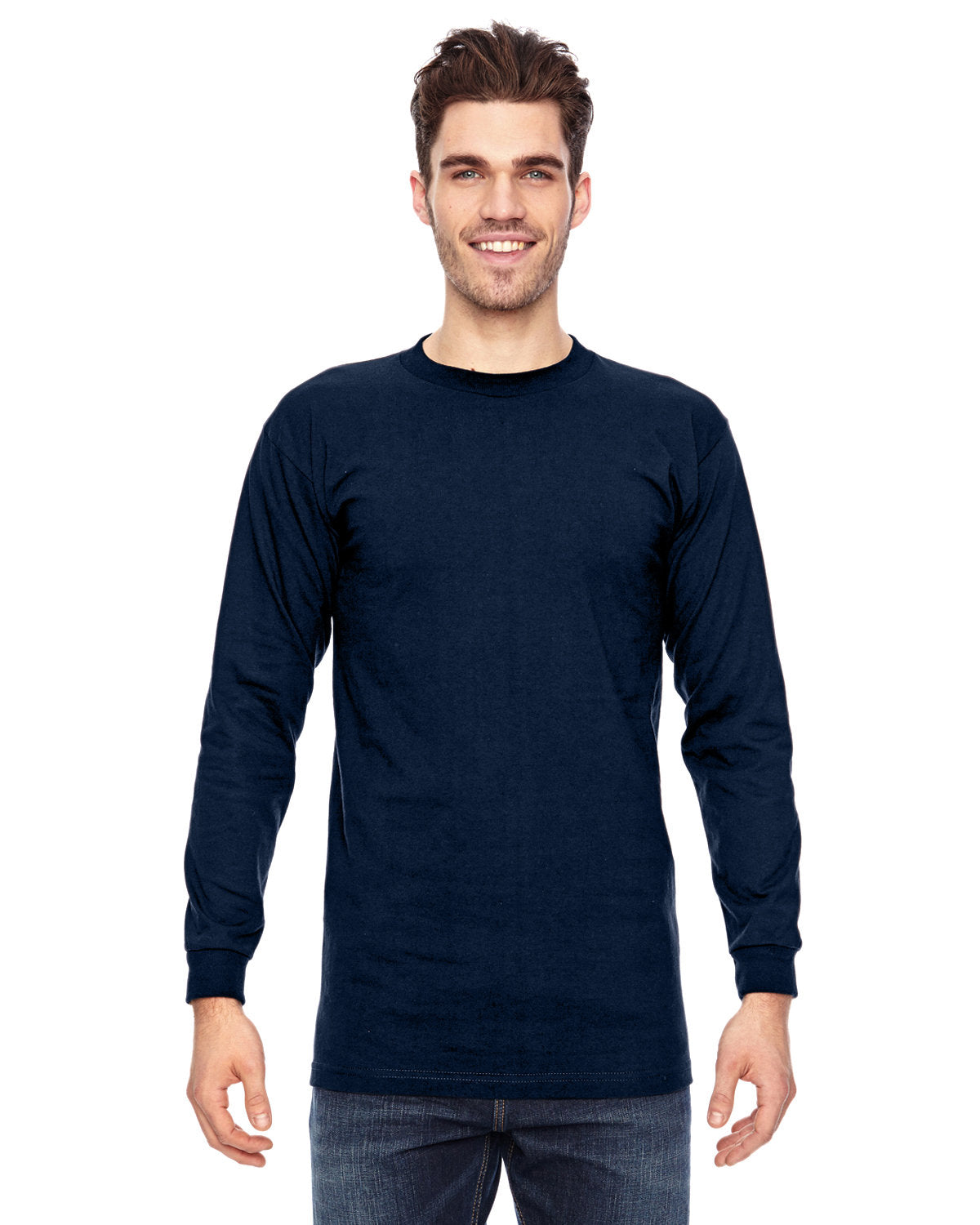 Bayside BA6100 Men's 6.1 oz 100% Cotton Long Sleeve T-Shirt - Soft Comfort Fit Casual Workout Shirt for Gym, Outdoor Activities & Everyday Wear