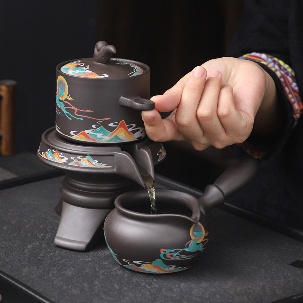 Premium Purple Clay Deer Automatic Tea Set - Elegant Chinese Gongfu Tea Maker for Home & Office Use