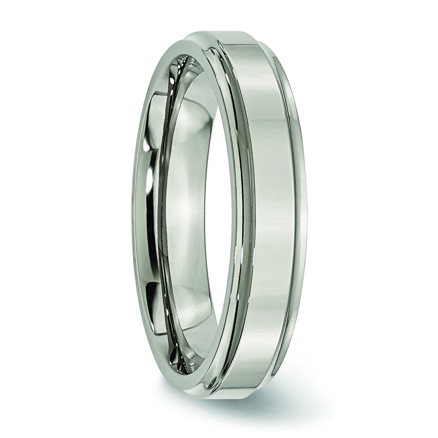 Men's Titanium Wedding Band Ring - 5mm Polished with Ridged Edge - Durable & Comfortable for Everyday Wear - Perfect for Weddings, Anniversaries & Special Occasions