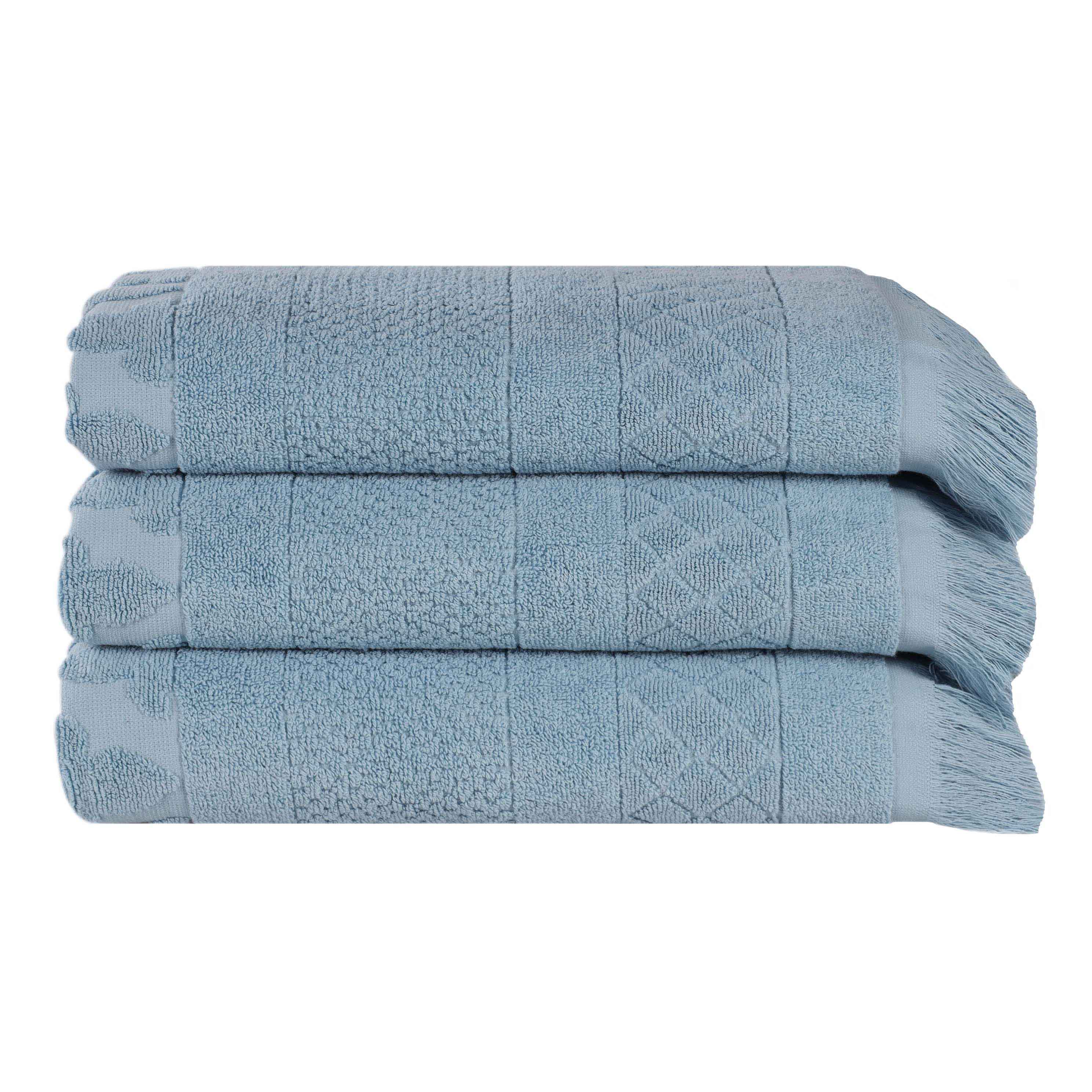 Premium Rolla Cotton Geometric Jacquard Plush Bath Towel Set - 3 Pack | Ultra Absorbent & Quick-Drying | Luxury Spa, Bathroom & Beach Towels