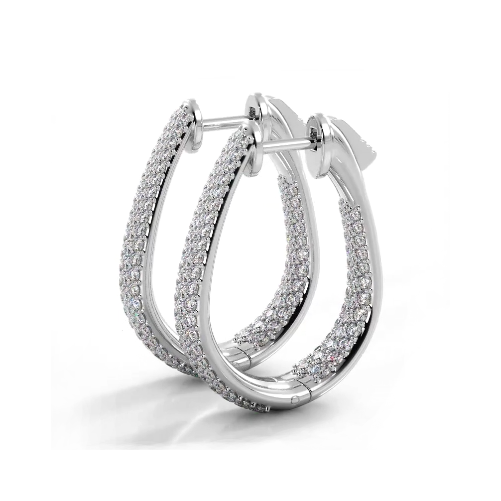 1.50 CTW Inside Out Dome Pave Diamond Hoop Earrings for Women - Elegant Everyday & Special Occasion Jewelry Gift
