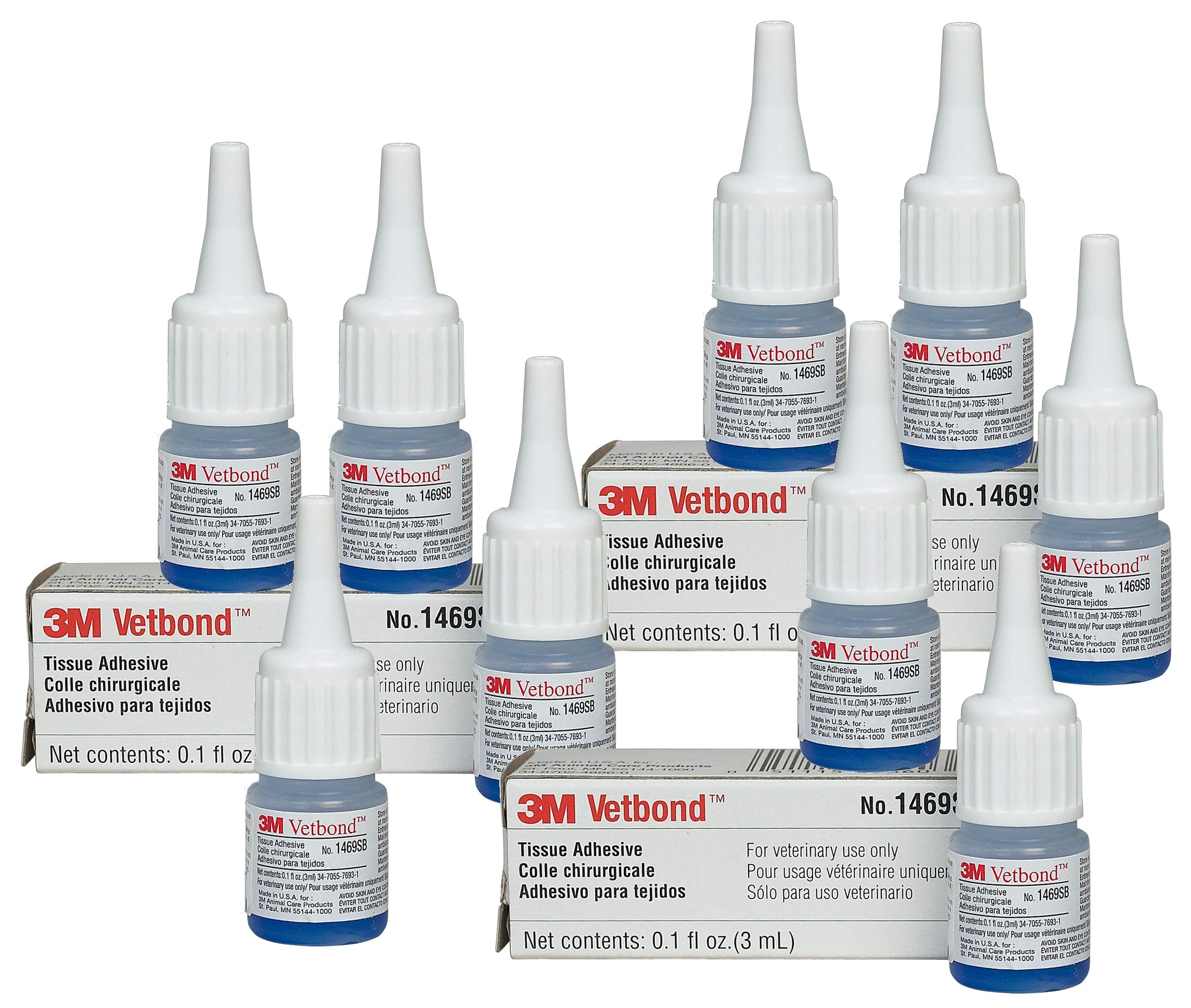 3M Vetbond Tissue Adhesive for Wound Care - 12 Pack (3ml Bottles) | Surgical Glue for Veterinary Use | Safe & Fast Wound Closure for Pets | Ideal for Minor Cuts, Surgical Incisions & Emergency First Aid
