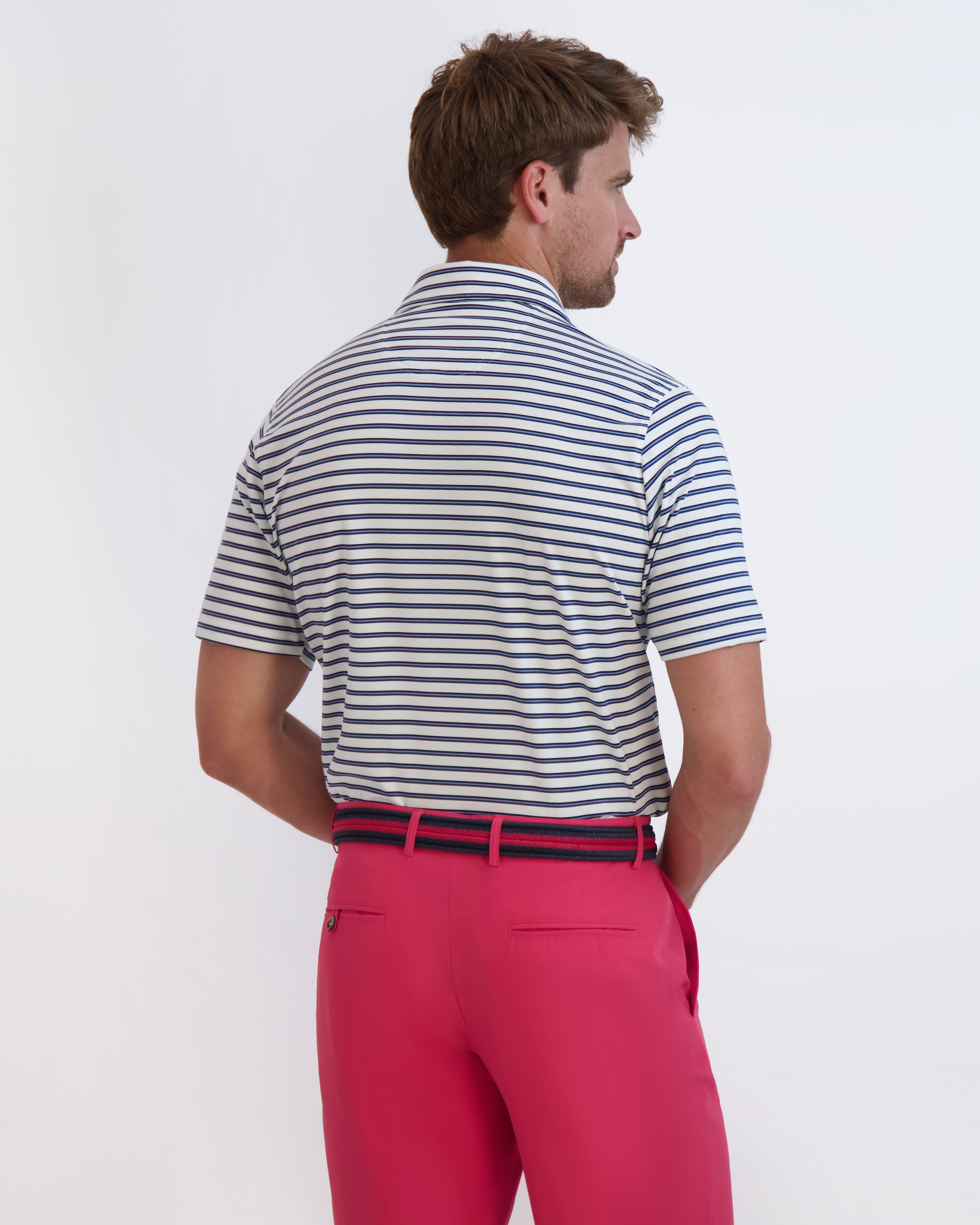 Harbour Stripe Nautical Themed T-Shirt - Classic Blue & White Striped Cotton Tee for Men & Women | Perfect for Beach Vacations, Sailing Trips & Casual Summer Outfits