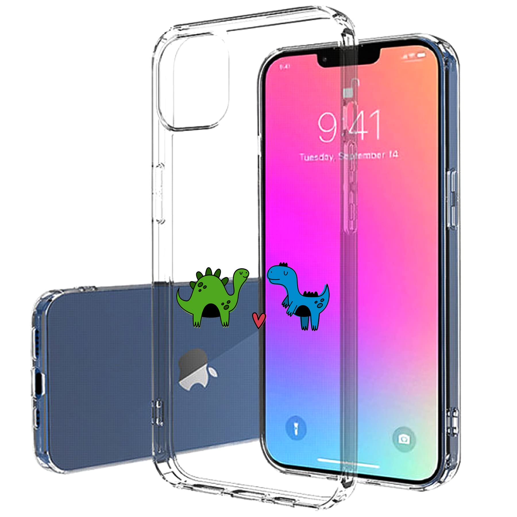Ultra Slim TPU Case for Apple iPhone 13 Pro Max - Dinosaur Love Print Lightweight Flexible Soft Anti-Scratch Protective Cover | Perfect for Daily Use, Office, Travel & Outdoor Activities