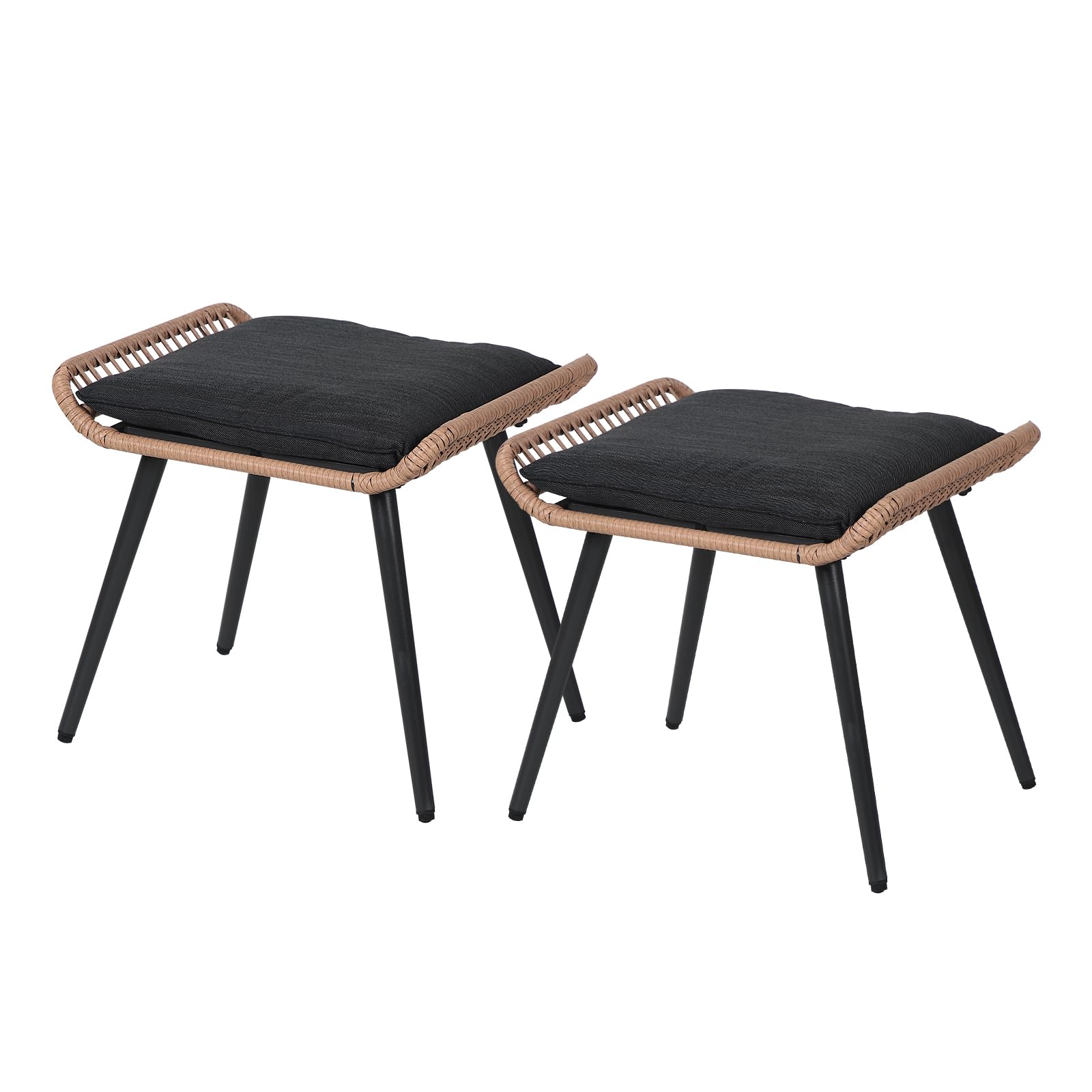 **Verano Garden 2-Piece All-Weather Wicker Ottoman Set with Soft Cushion – Outdoor Footstool & Seat for Patio, Garden, Poolside & Living Room – Perfect for Relaxing, Lounging & Entertaining**