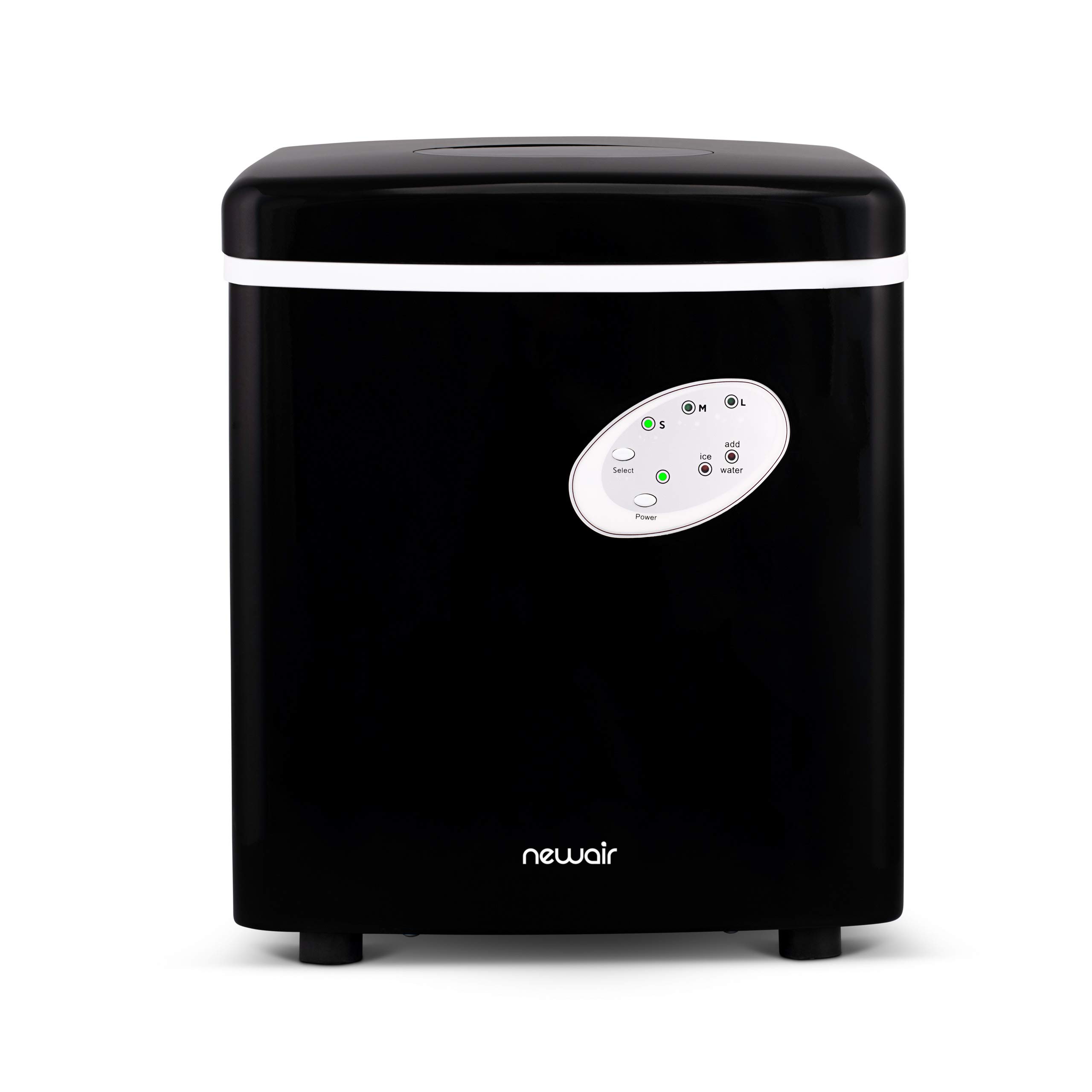 NewAir Black Countertop Ice Maker Machine - Compact Automatic Ice Cube Maker, Makes 28 lbs in 24 Hours, Ready in 6 Minutes - Perfect for Home, Kitchen, Office, Bar, Parties & Outdoor Events