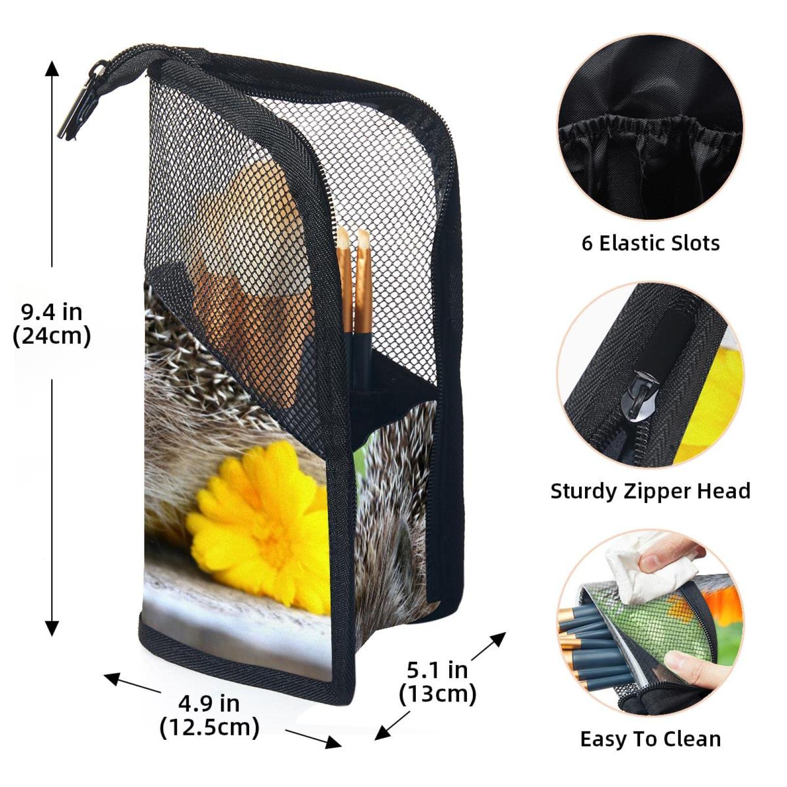 Portable Makeup Brush Organizer Bag with 12 Slots - Cute Animal Daisy Design - Travel Makeup Brush Holder Case for Professional Artists & Beginners (Perfect for Travel, Home Vanity & Makeup Storage)