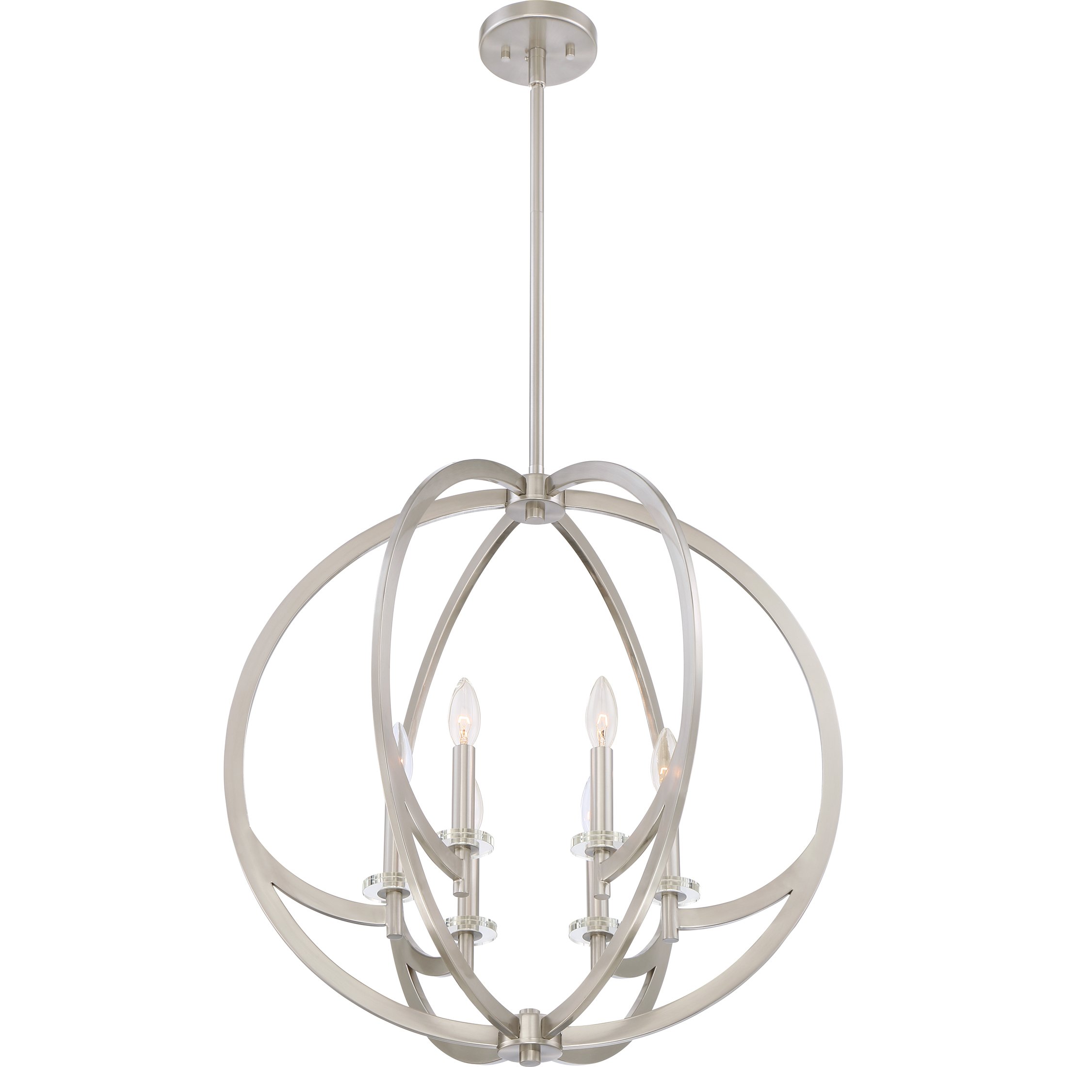 Quoizel Orion 6-Light Brushed Nickel Pendant Light Fixture - Modern Ceiling Lighting for Dining Room, Kitchen Island & Living Room