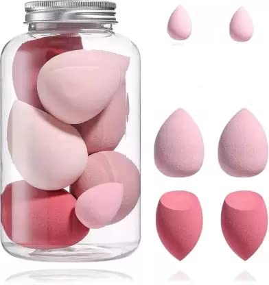 1Pcs Jar Beauty Blender Sponge Set (4PCS BIG+2PCS SMALL) - Flawless Face Makeup Puff for Foundation, Cream & Powder - Dry & Wet Makeup Applicator - Perfect for Professional Makeup & Travel Beauty Kit