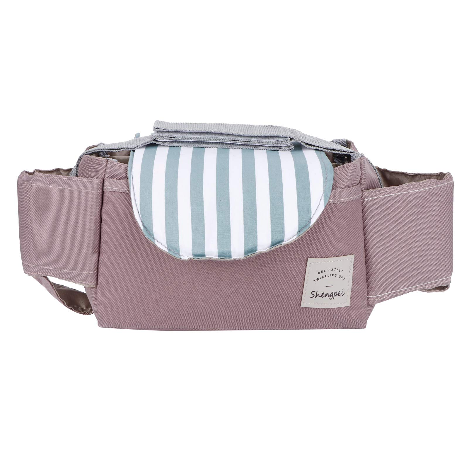 Baby Stroller Organizer Bag - Durable & Waterproof Stroller Accessories with Mint Stripes - Perfect for Diapers, Bottles & Essentials - Ideal for Outdoor Walks, Shopping & Travel