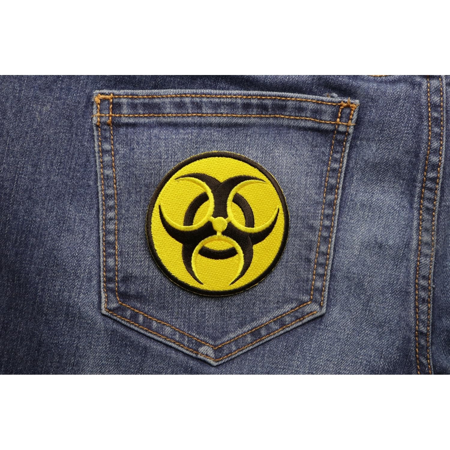 Bio Hazard Embroidered Iron On Patch - 3 Inch Sew On Badge for Jackets, Backpacks & DIY Crafts - Radiation Symbol for Costumes & Safety Gear