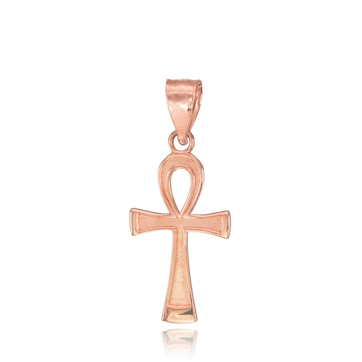 10K Rose Gold Egyptian Ankh Cross Charm Pendant Necklace - Ancient Symbol of Eternal Life & Protection - Perfect for Spiritual Jewelry, Gifts & Everyday Wear