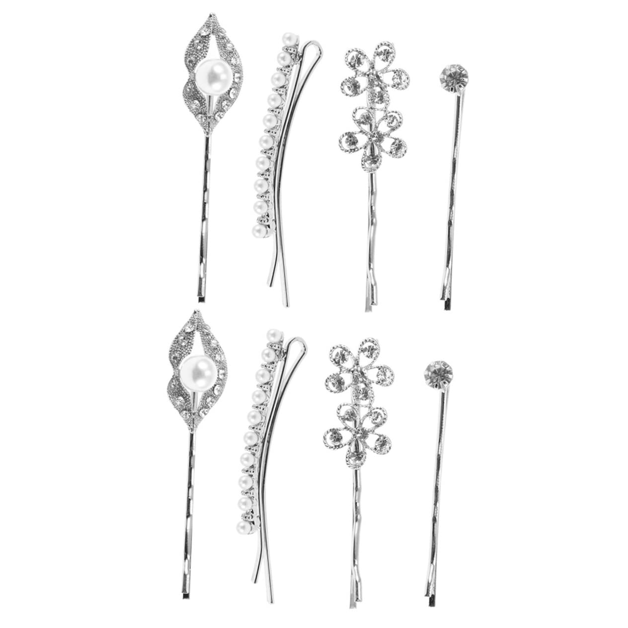 8 Pcs Rhinestone & Pearl Hair Clips for Women - Elegant Decorative Barrettes for Beach, Wedding & Bridal Hairstyles - Minkissy Hair Accessories