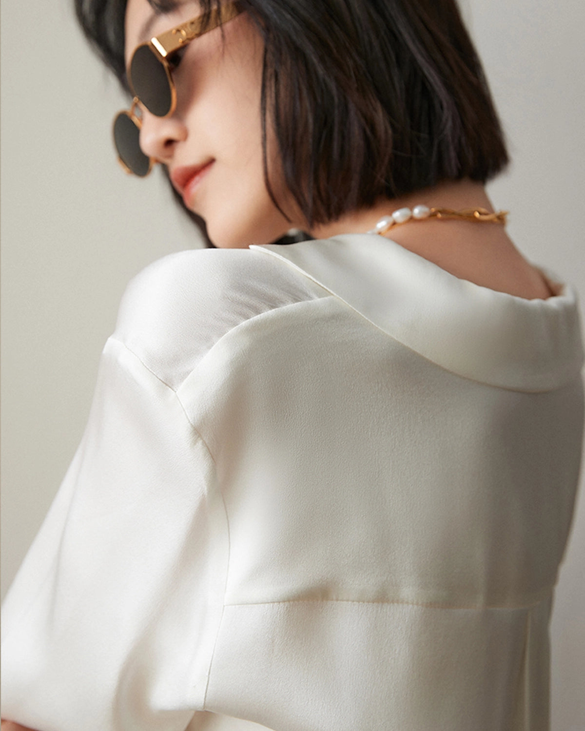Elegant V-Neck Lapel Collar Silk Blouse for Women - Soft & Luxurious Satin Shirt for Office, Party & Special Occasions