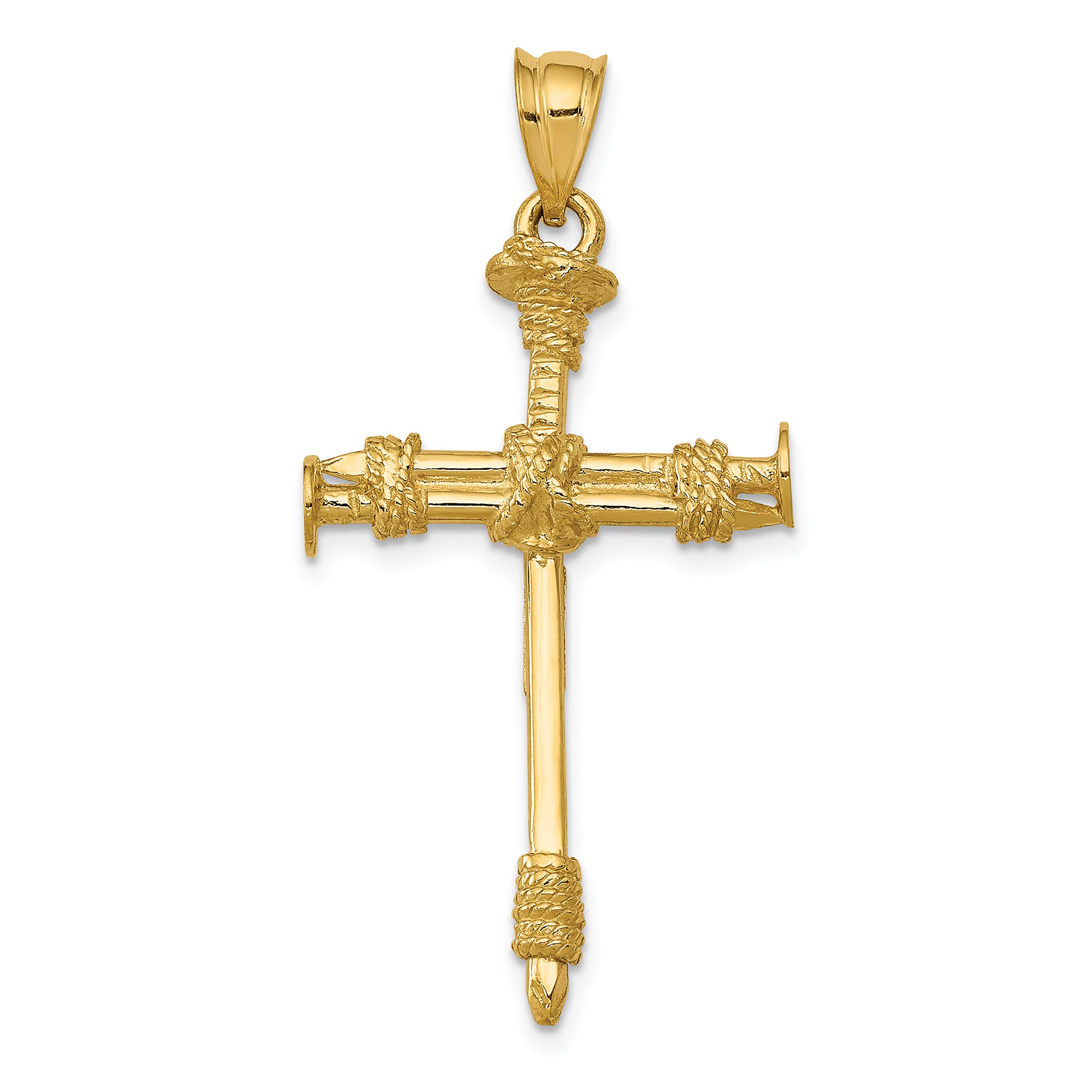 14K Gold Polished Nail Cross Pendant Necklace - Religious Jewelry for Women & Men - Perfect for Church, Baptism, Confirmation & Everyday Wear