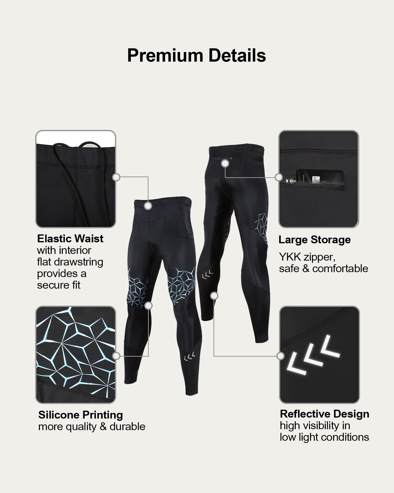 SUMARPO Compression Pants for Men & Women - High Performance Workout Tights with Knee Support, Moisture Wicking & Muscle Recovery for Running, Gym & Sports Training - Ideal for Marathon, Cycling & CrossFit