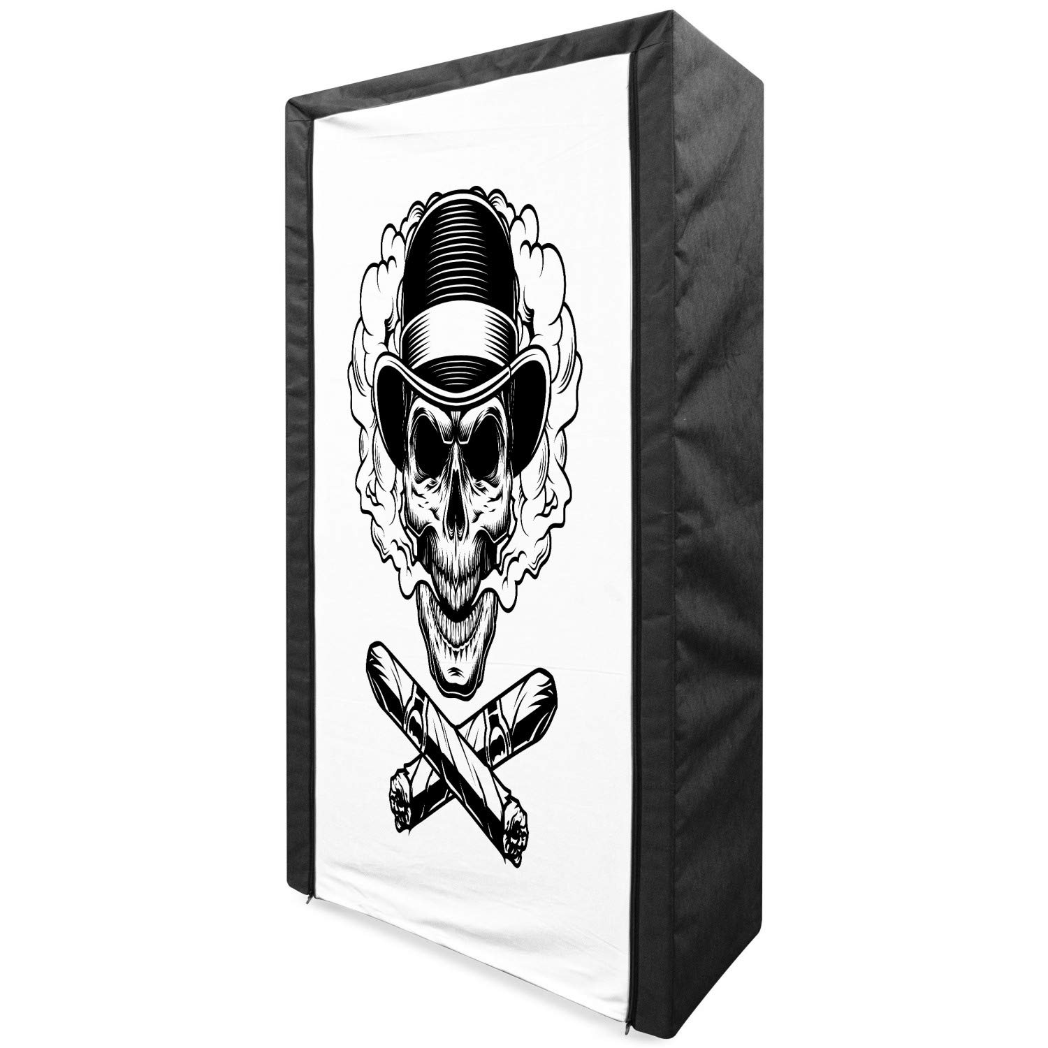 Ambesonne Portable Fabric Wardrobe with Skull & Cigar Design - 33.5