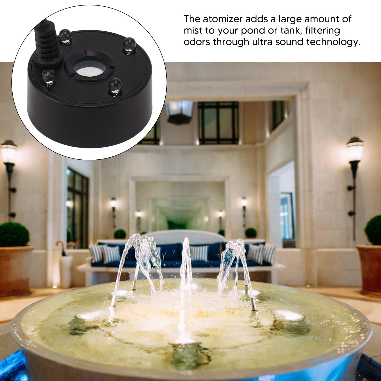 Black Fountain Atomizer - Ultrasonic Mist Maker for Home, Office & Spa - Perfect for Humidifiers, Aromatherapy & Decorative Water Features