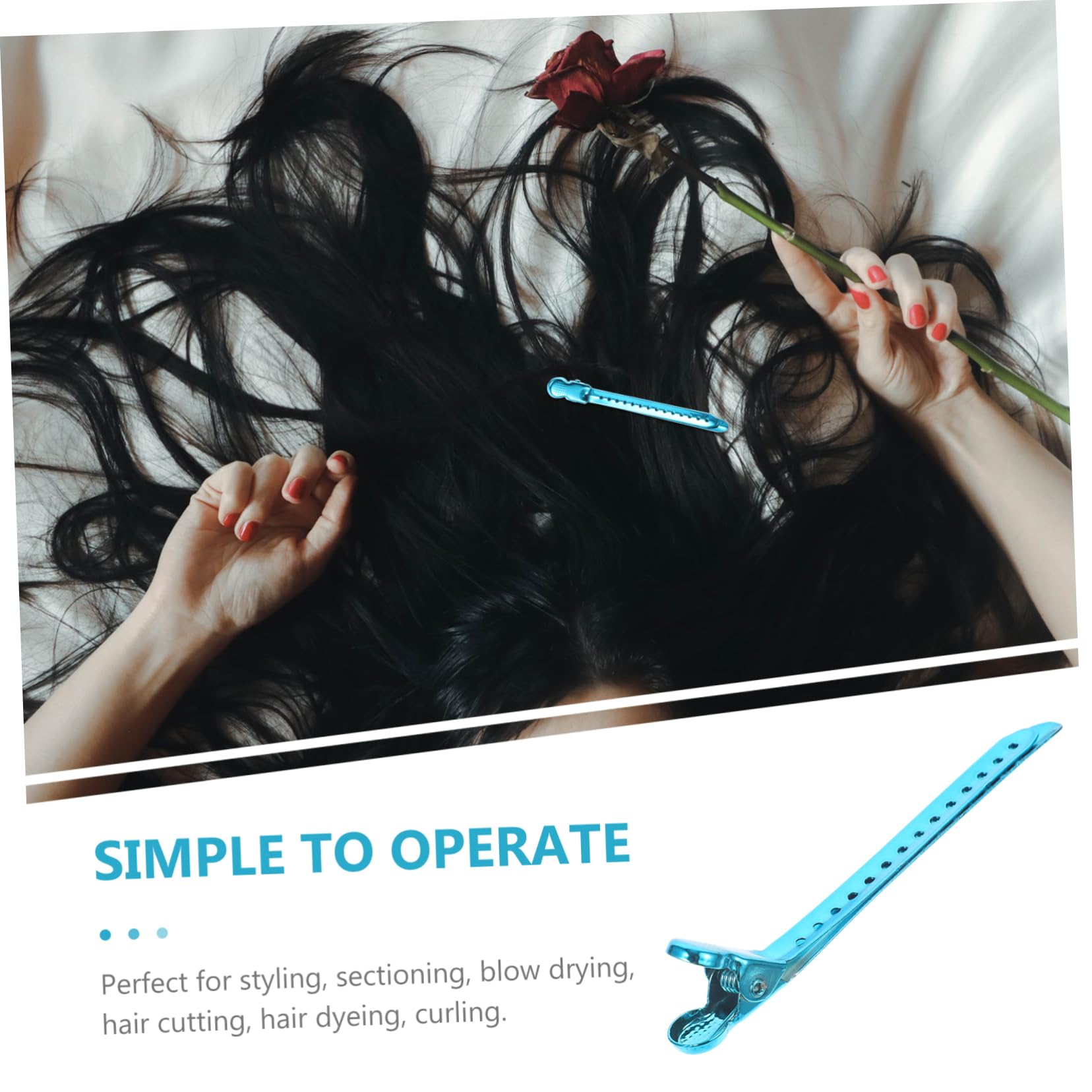 POPETPOP Salon Hair Clips 12pcs - Stainless Steel Hairdressing Clips for Haircut Sectioning - Perfect for Styling & Coloring