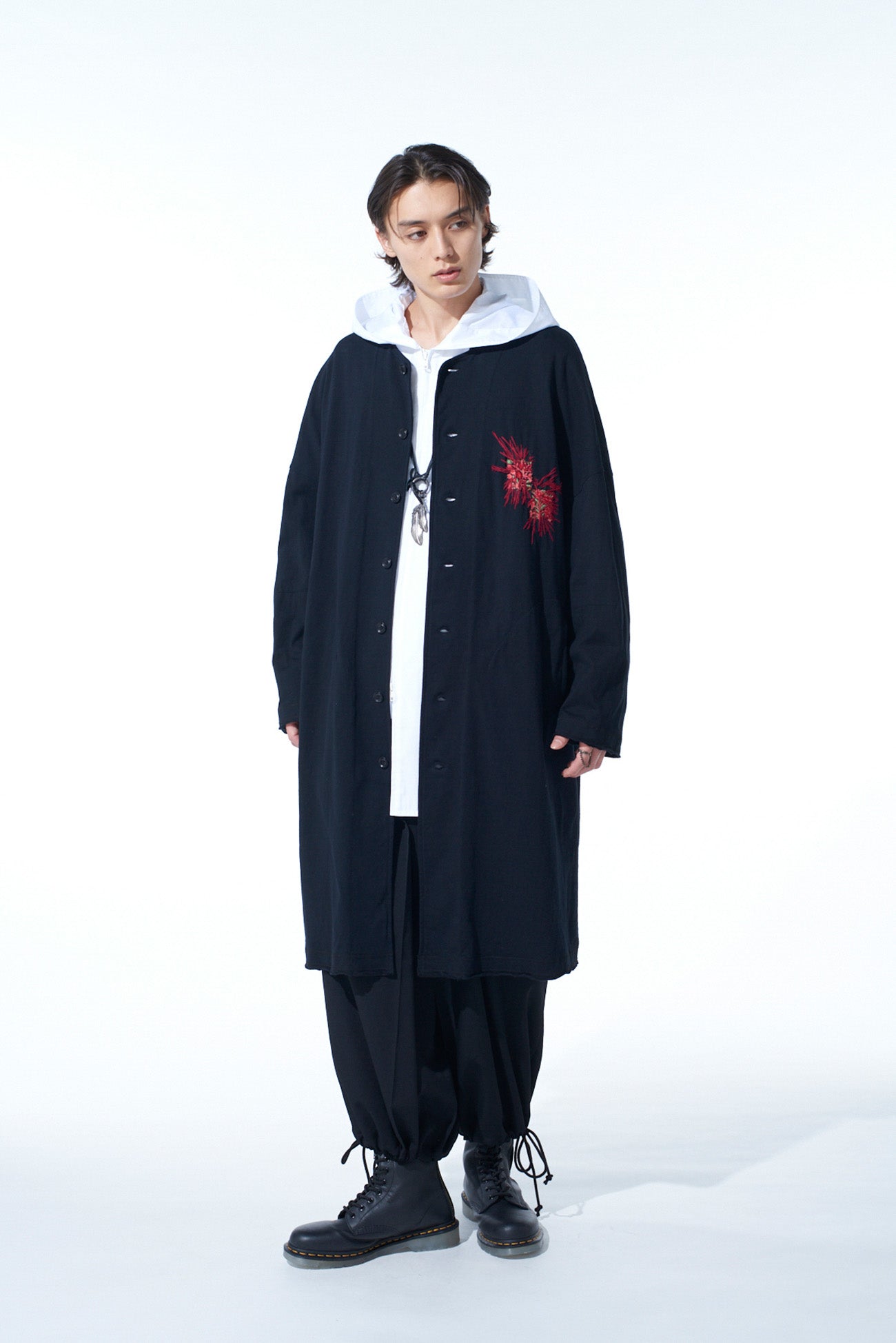 Classic Jersey Tyrolean Embroidery Collarless Long Cardigan for Women - Cozy Winter Sweater, Perfect for Casual Outfits & Layering