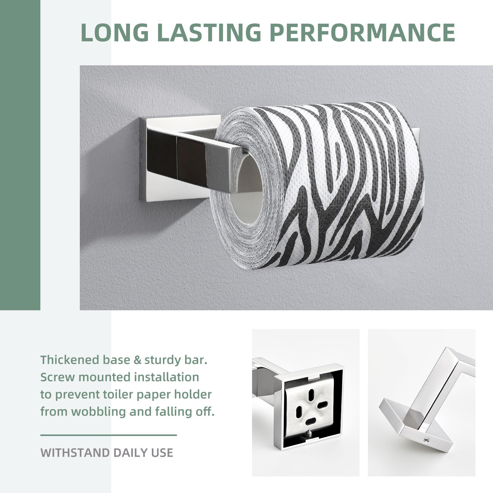 Stainless Steel Toilet Paper Holder - Angle Design SUS304 Bathroom Tissue Roll Hanger, Wall Mounted Chrome Toilet Paper Dispenser for Modern Bathroom & Powder Room Decor