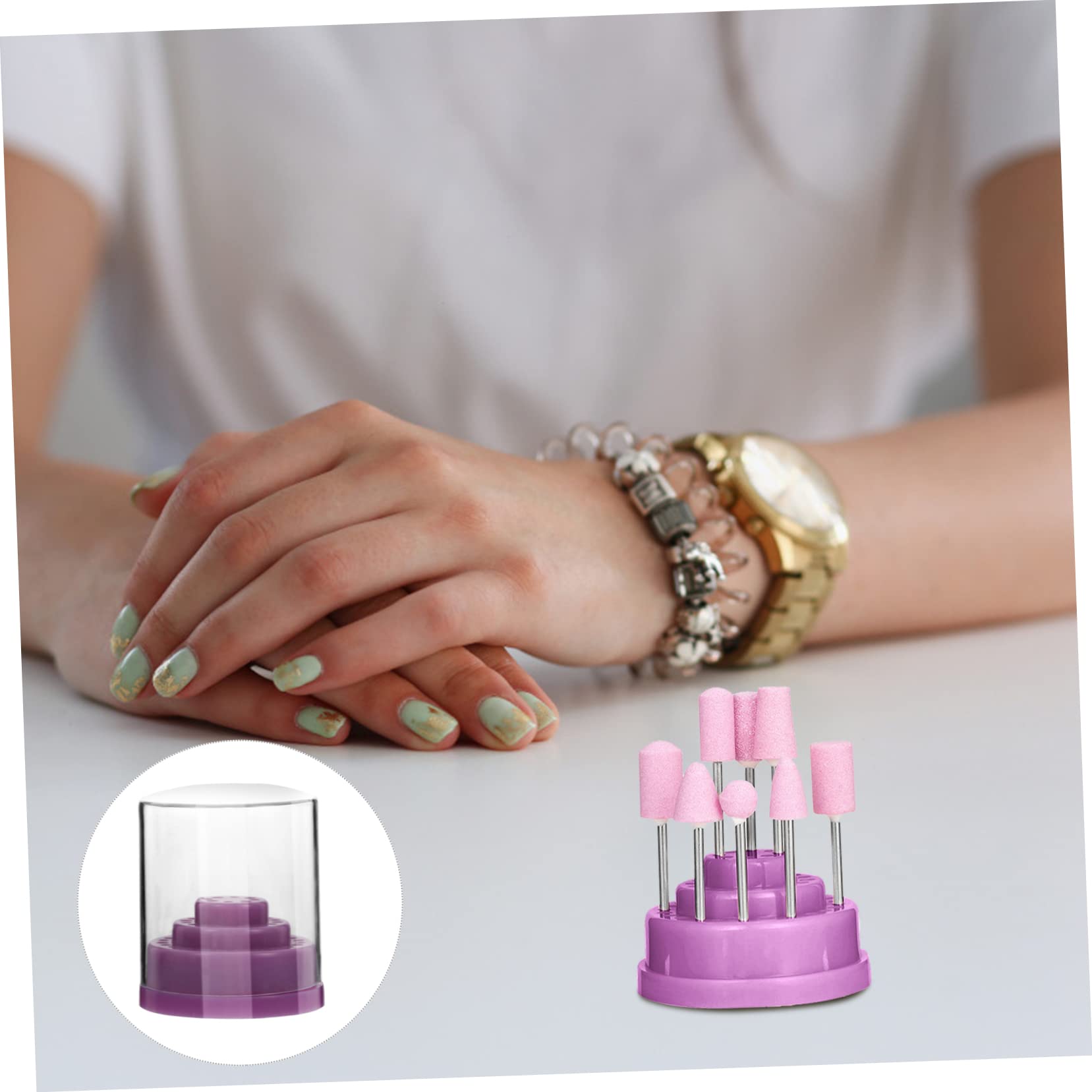 Minkissy 2pcs Nail Drill Bit Storage Case - Acrylic Organizer for Salon & Home Manicure