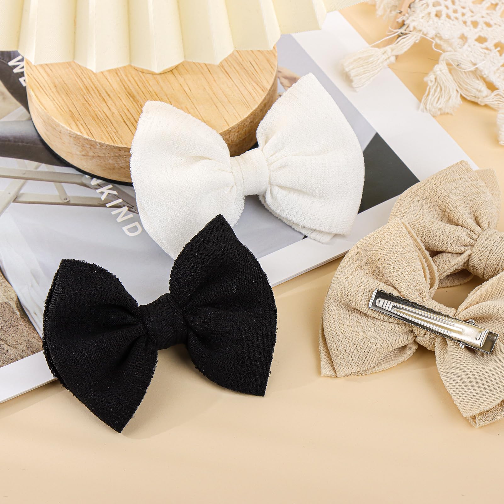 **Handmade Baby Girls Hair Bows Clips Set - 3